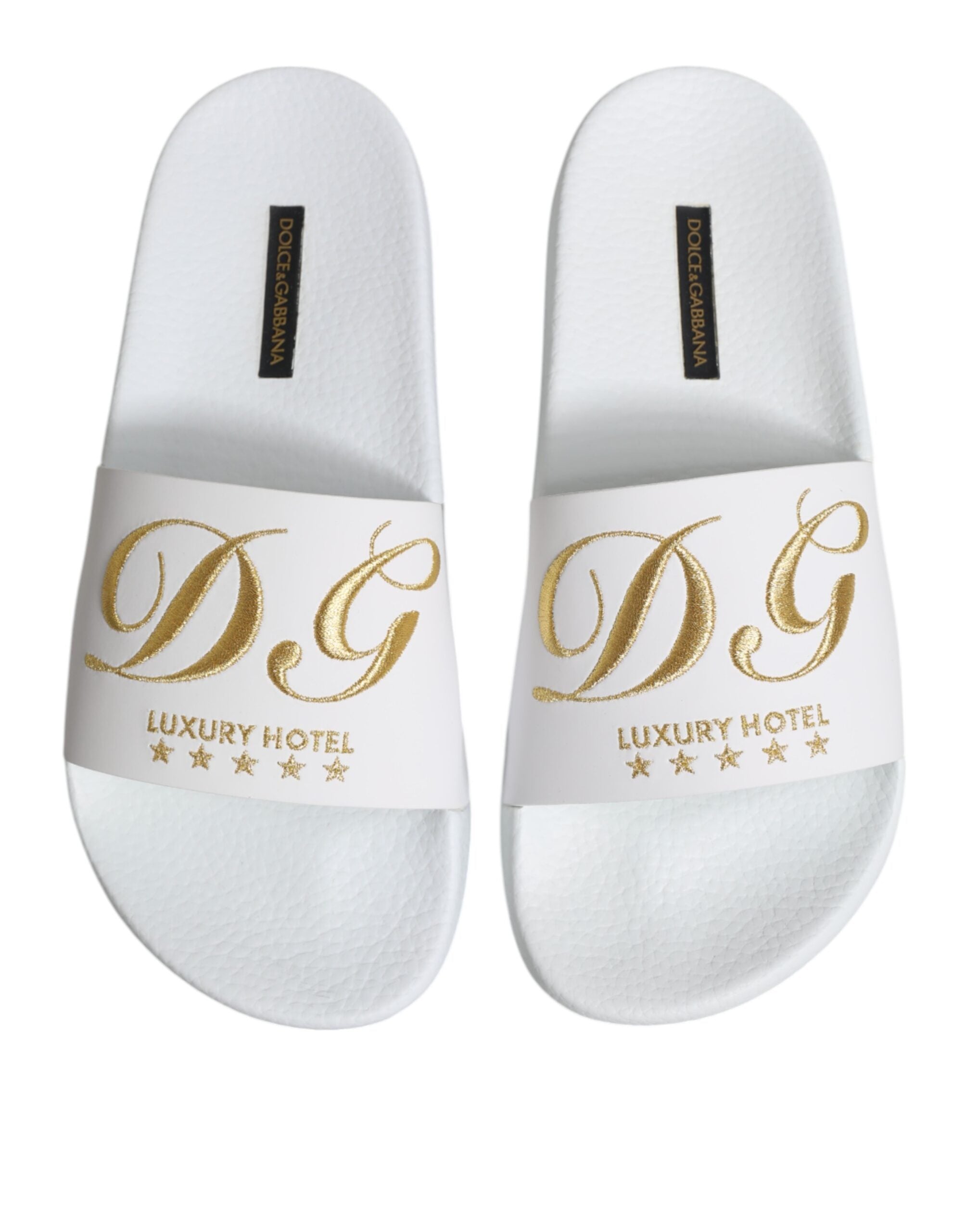 Dolce & Gabbana Sandales à enfiler en cuir blanc Chaussures de plage