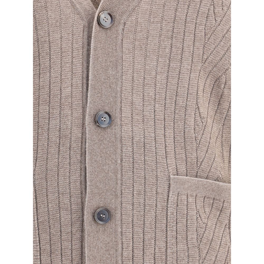 Brioni Brown Wool Cardigan
