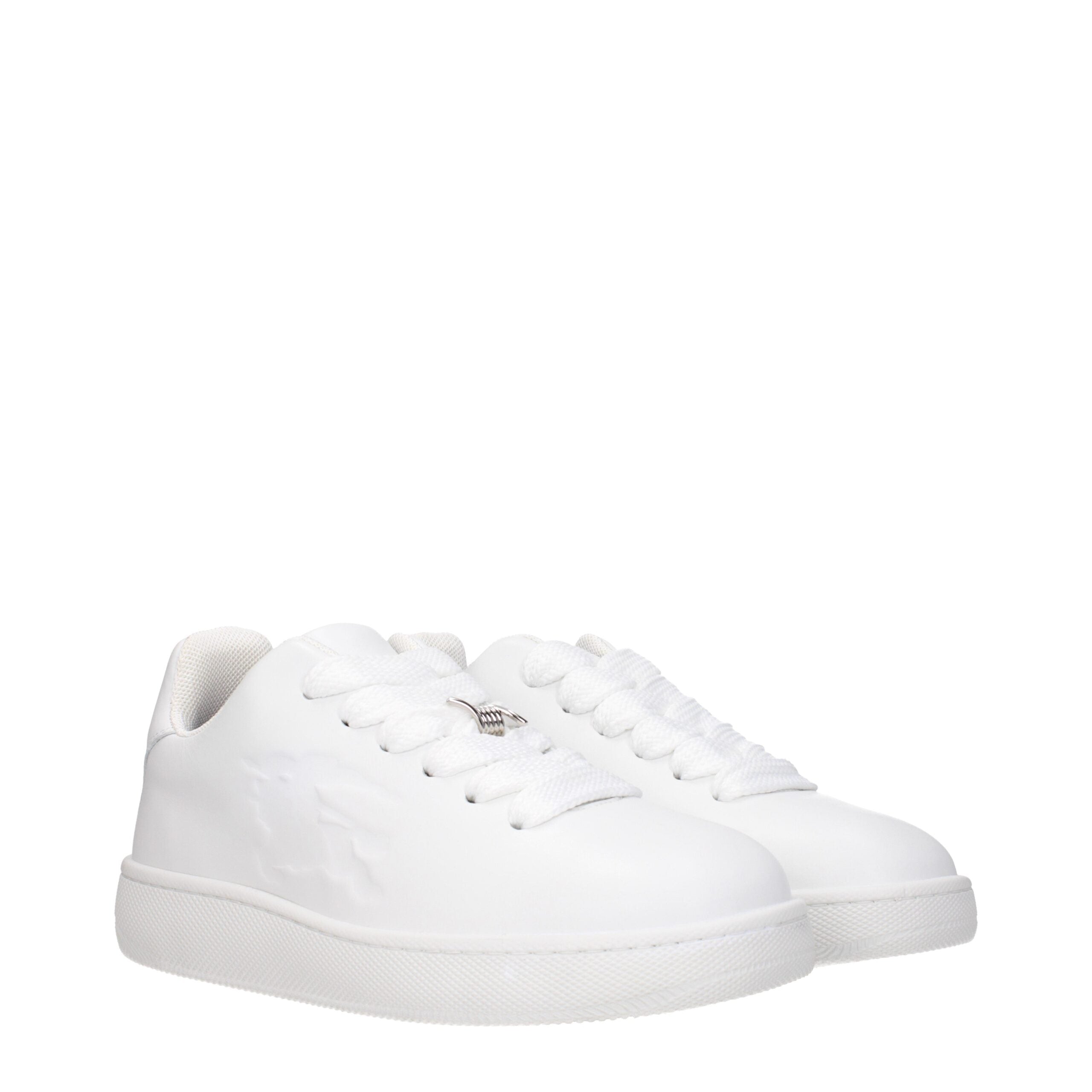 Burberry White Leather Low Top Sneakers