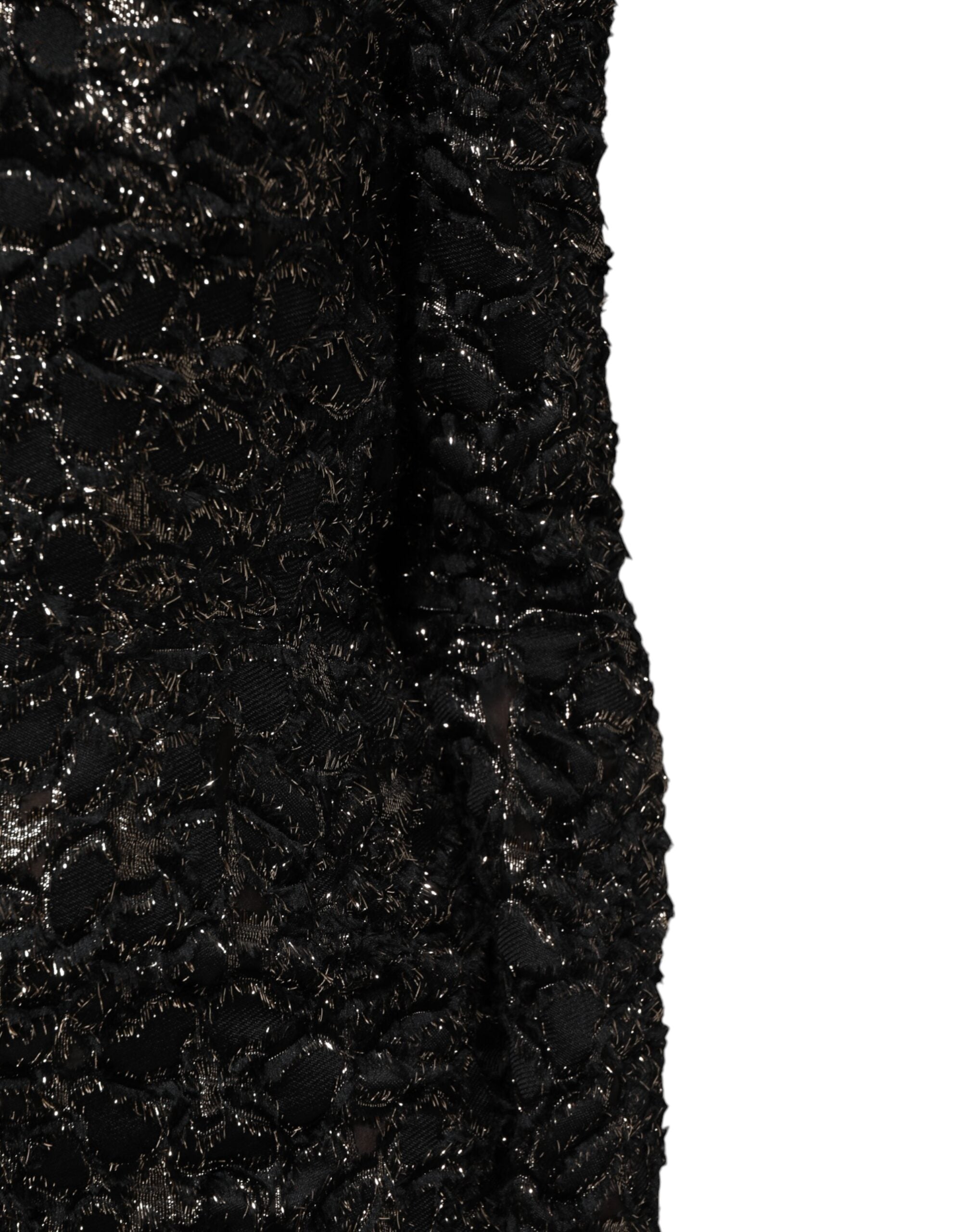 Dolce & Gabbana Schwarzes Pailletten-Bouclé-Tweed-Etuikleid