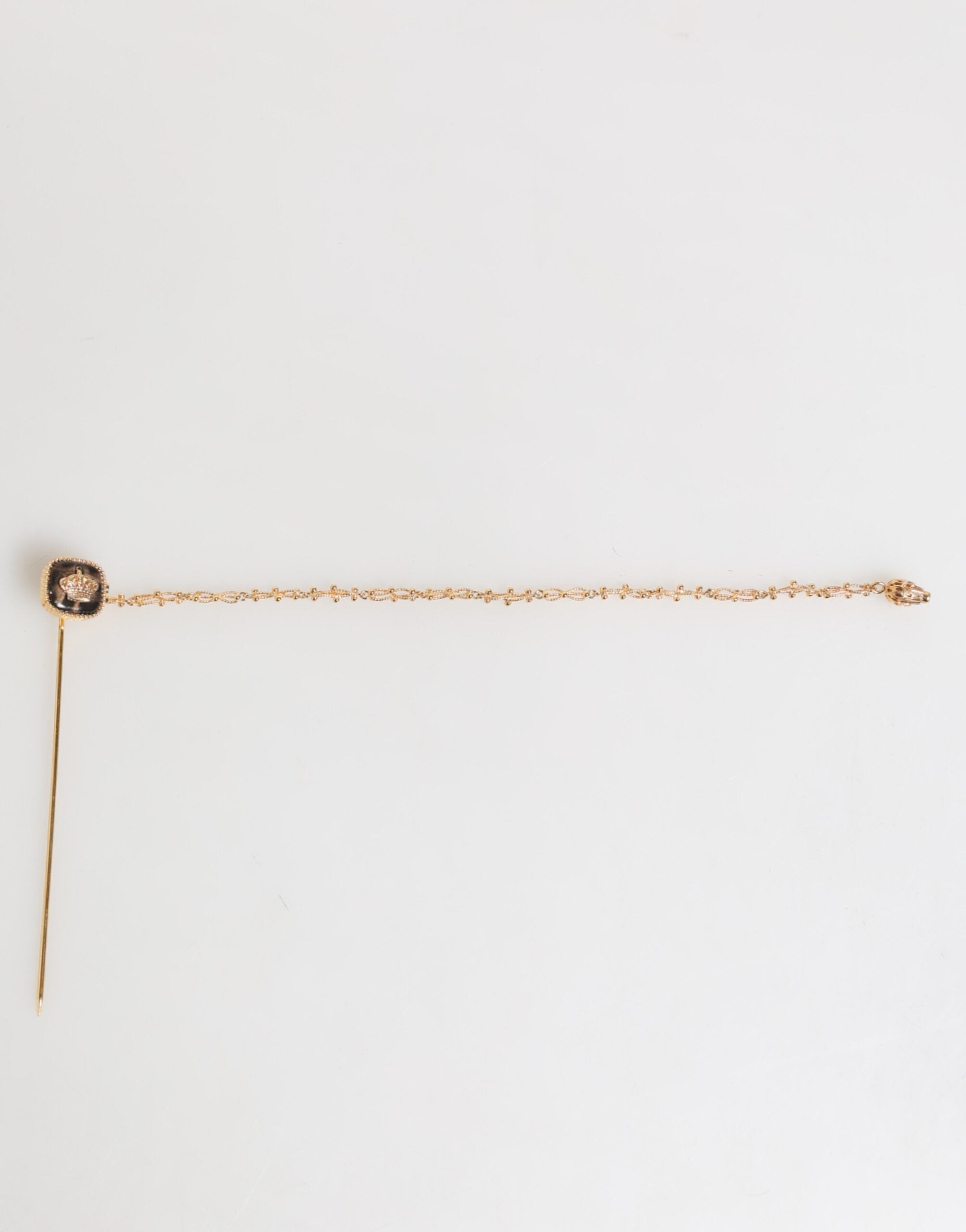 Dolce & Gabbana DG Crown Gold Chain Mens Accessories Brooch Lapel Pin