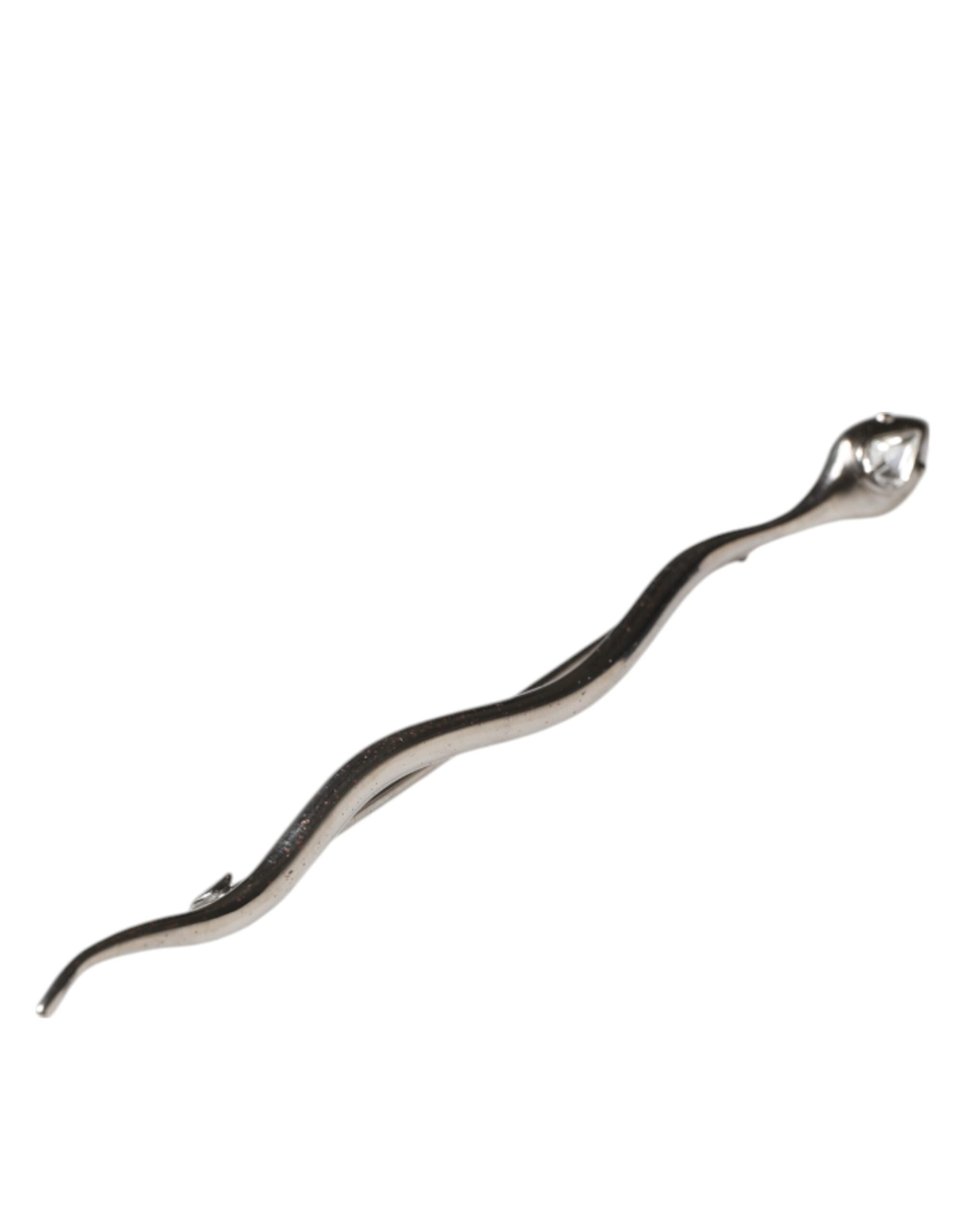 Dolce & Gabbana Silber Messing Kristall Spilla Serpente Herrenbrosche Pin
