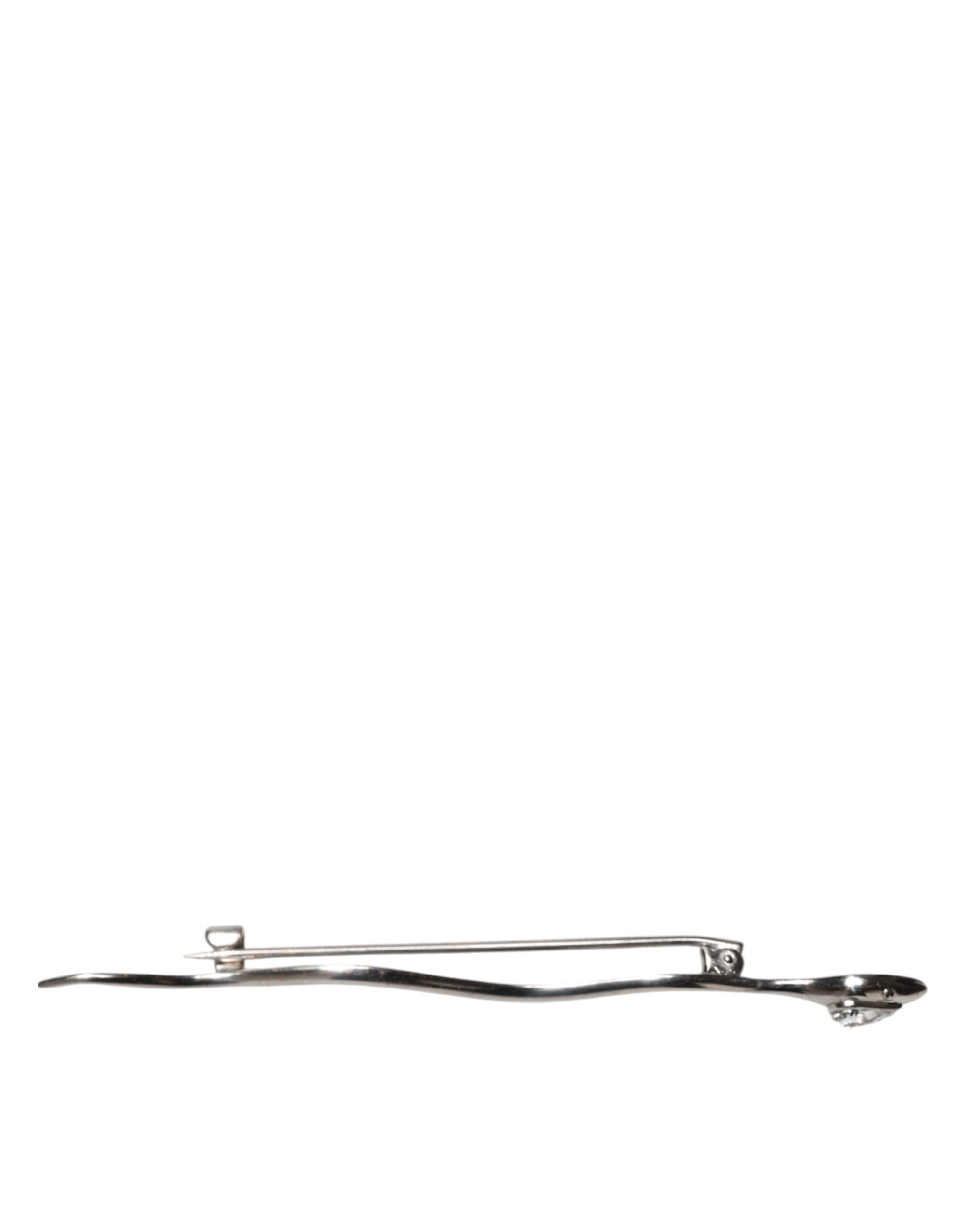 Dolce & Gabbana Silber Messing Kristall Spilla Serpente Herrenbrosche Pin