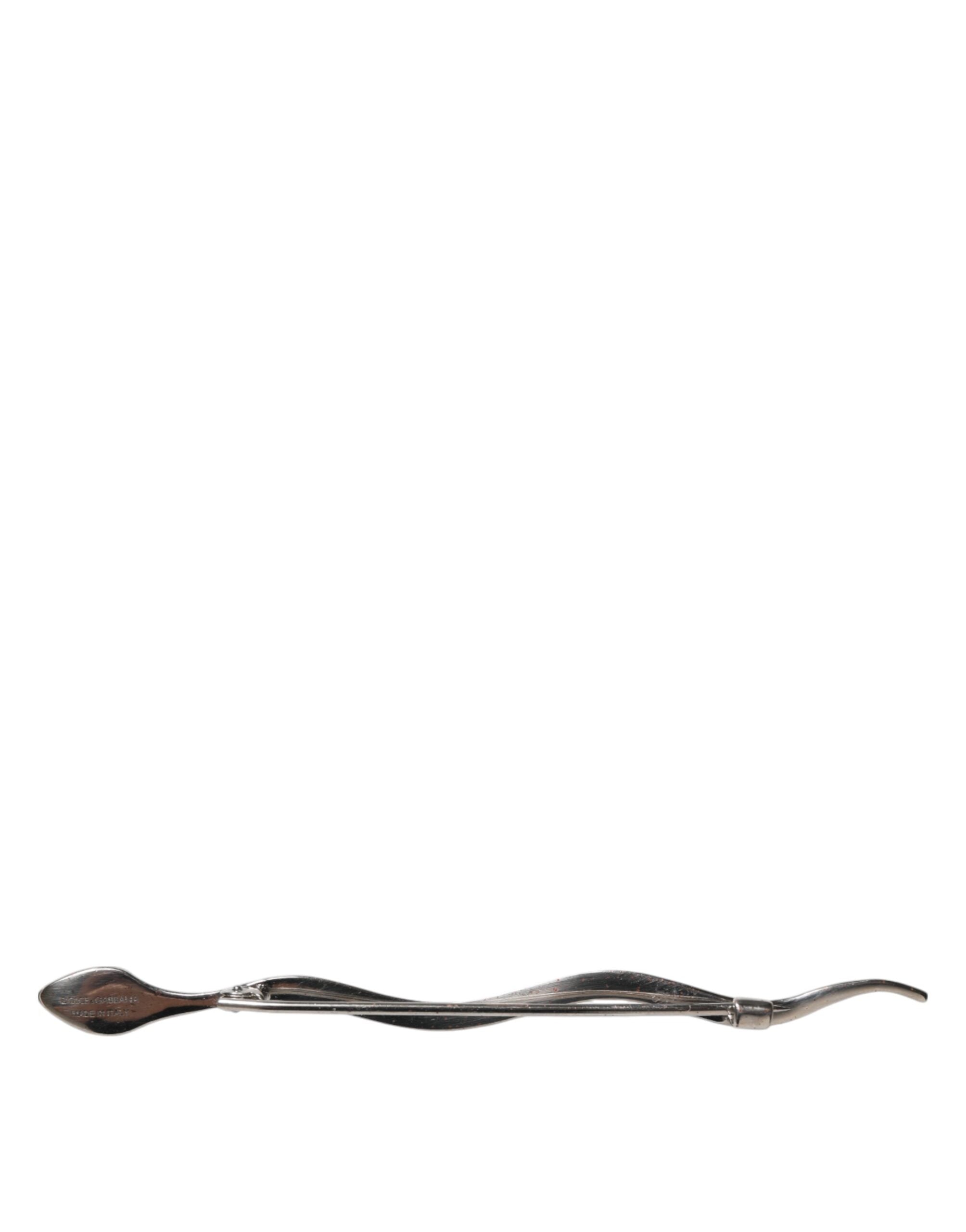Dolce & Gabbana Silber Messing Kristall Spilla Serpente Herrenbrosche Pin