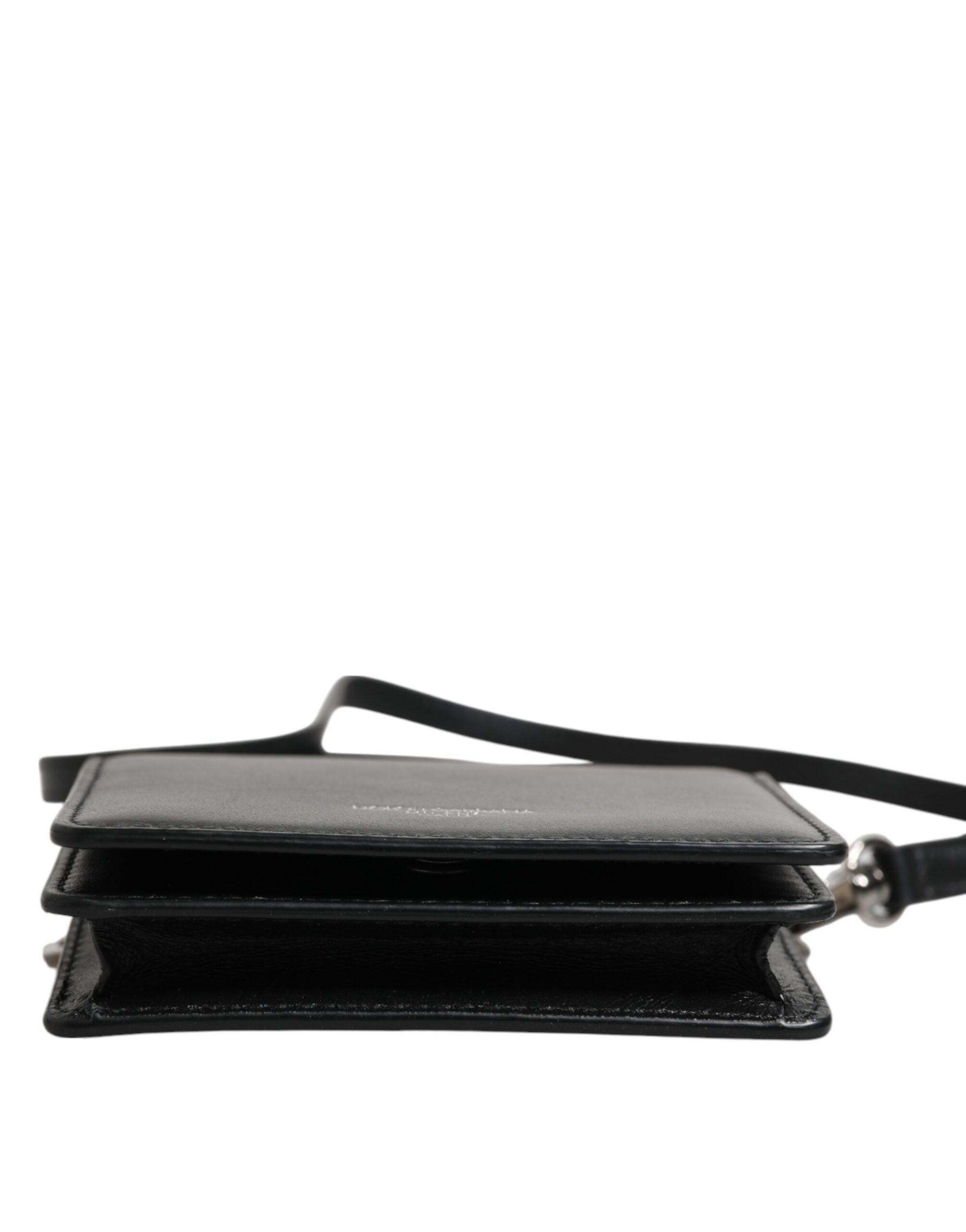 Dolce & Gabbana Black Leather Bifold Card Holder Crossbody Men Borse Bag