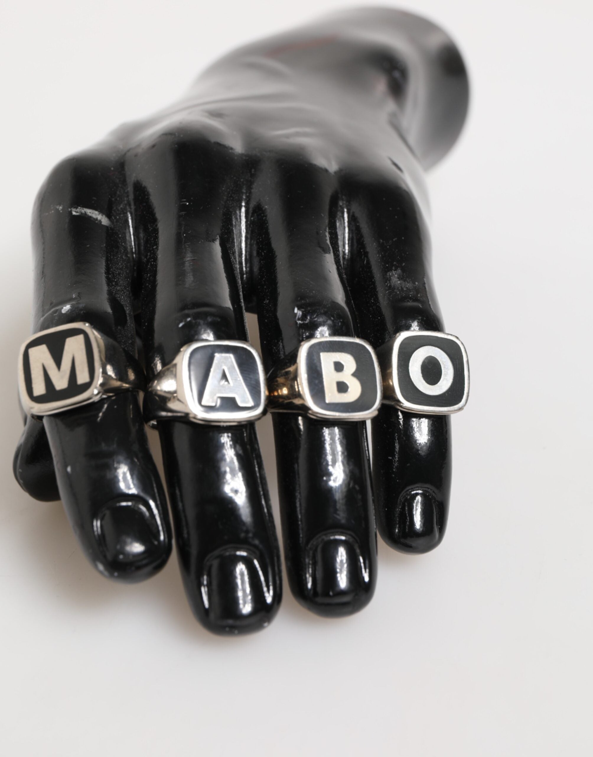 Dolce & Gabbana Silver Tone Brass Lettering Set 5 Pieces Adjustable Ring