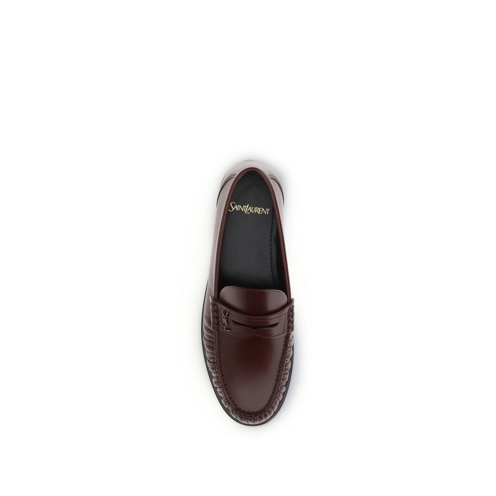 Saint Laurent Brown Calf Leather Bos Taurus Slip-On Loafers