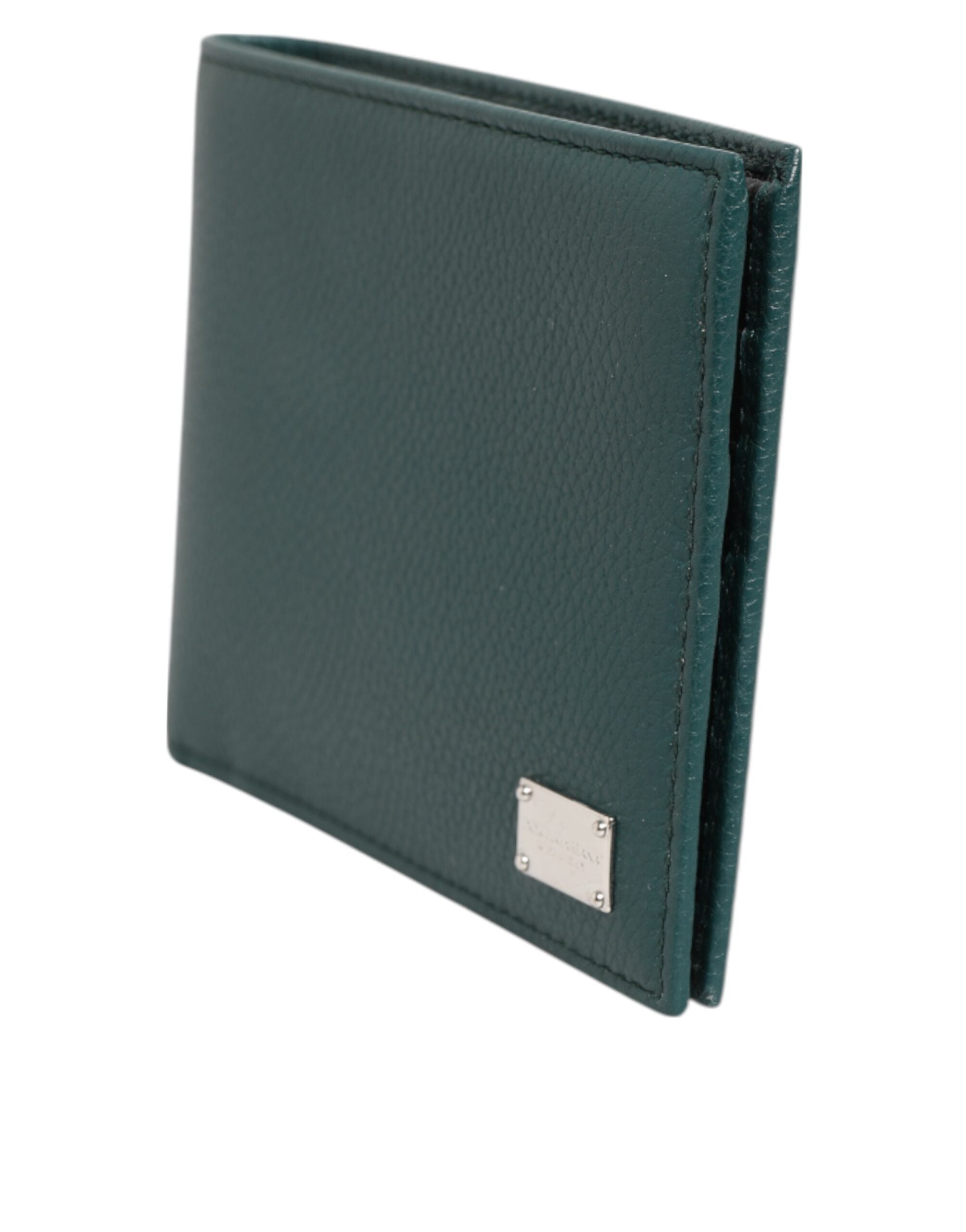 Dolce & Gabbana Green Leather DG Logo Engrave Bifold Card Holder Wallet