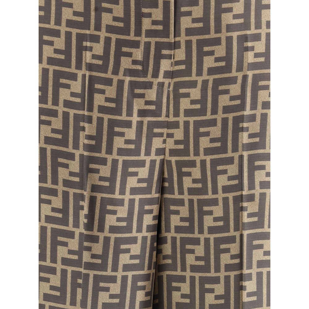 Fendi Braune Freizeithose aus Seide