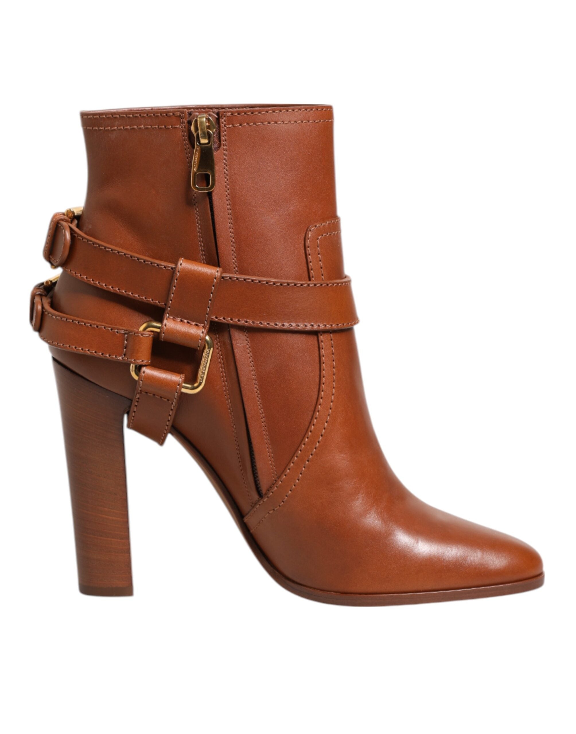 Dolce & Gabbana Braune Leder Ankle Boots mit DG Logo Schnalle Schuhe