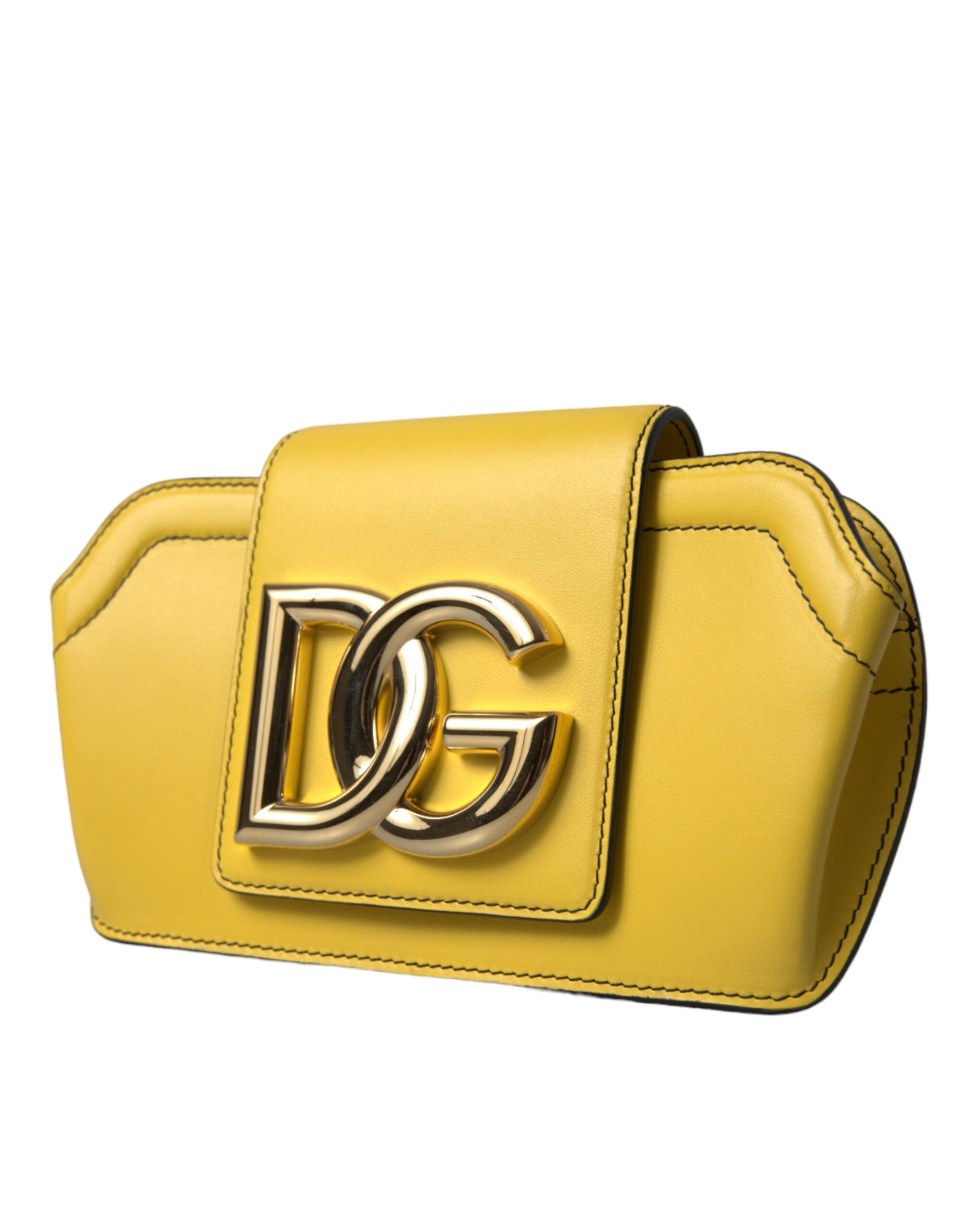 Dolce & Gabbana Gelb Glattleder DG Logo Clutch Umhängetasche