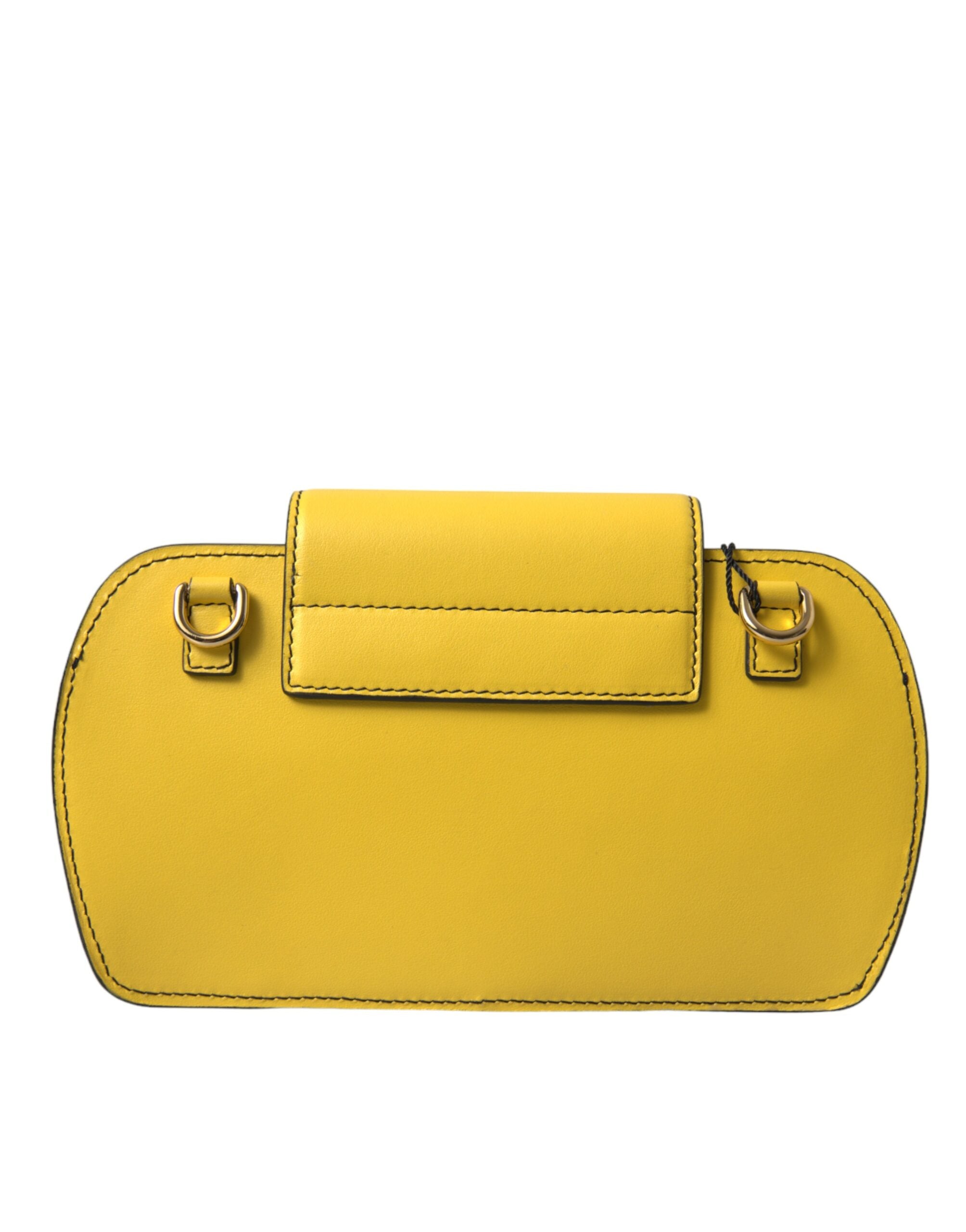 Dolce & Gabbana Gelb Glattleder DG Logo Clutch Umhängetasche