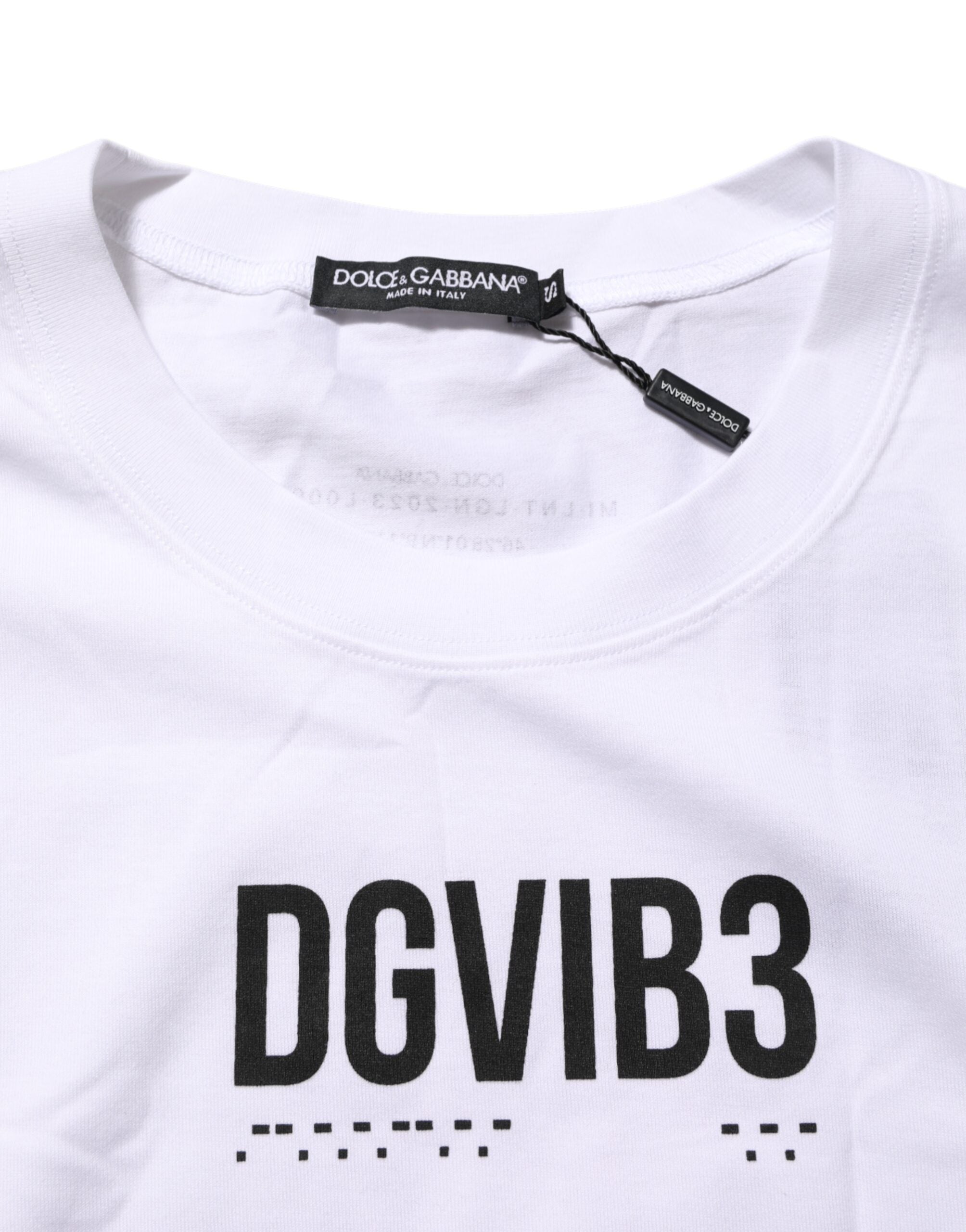 T-shirt débardeur sans manches imprimé en coton blanc Dolce & Gabbana