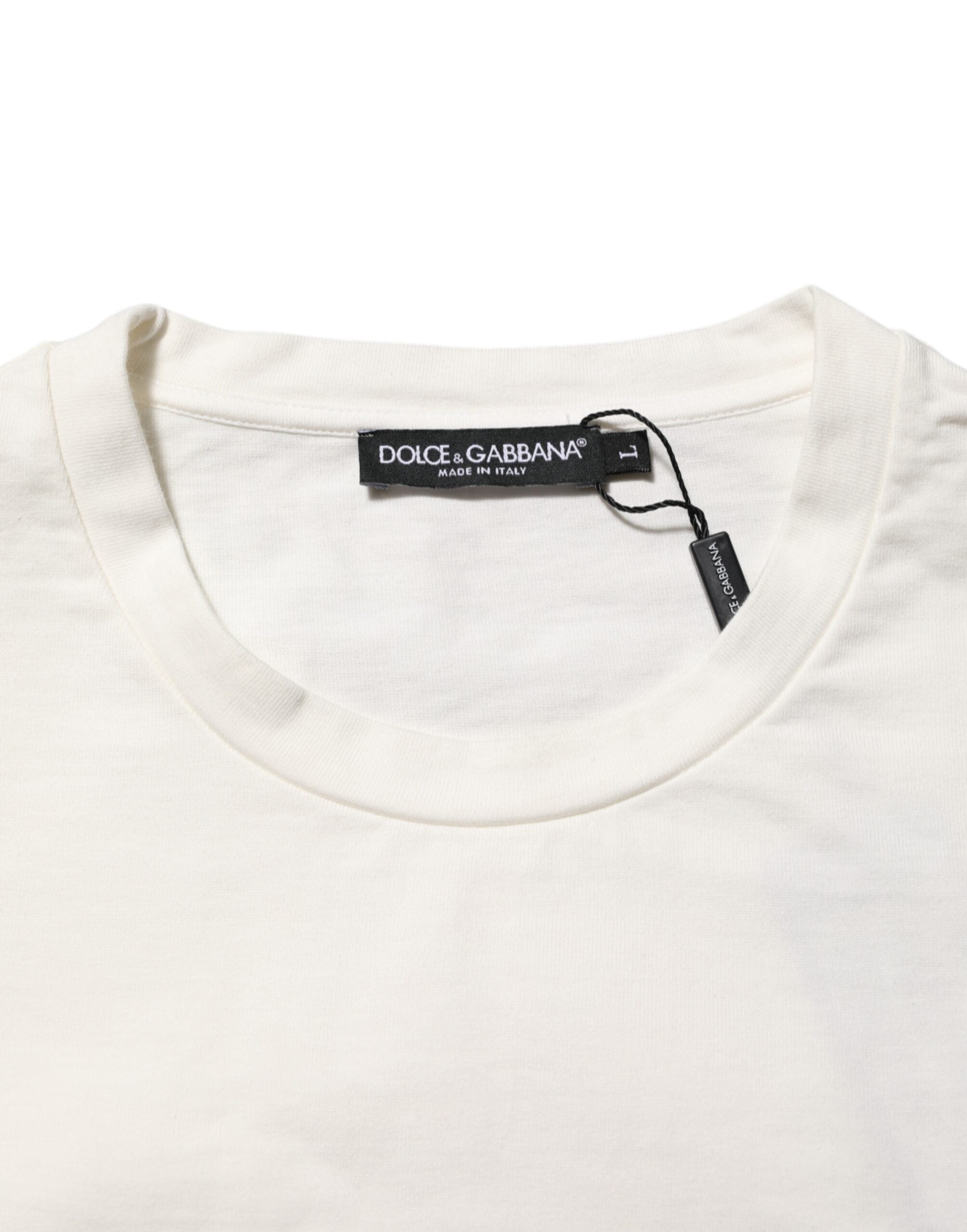 Dolce & Gabbana Weißes Baumwoll-T-Shirt mit Logo-Print und Rundhalsausschnitt für Herren