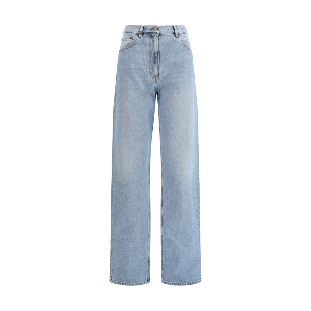 Valentino Blue Cotton High-Waisted Jean