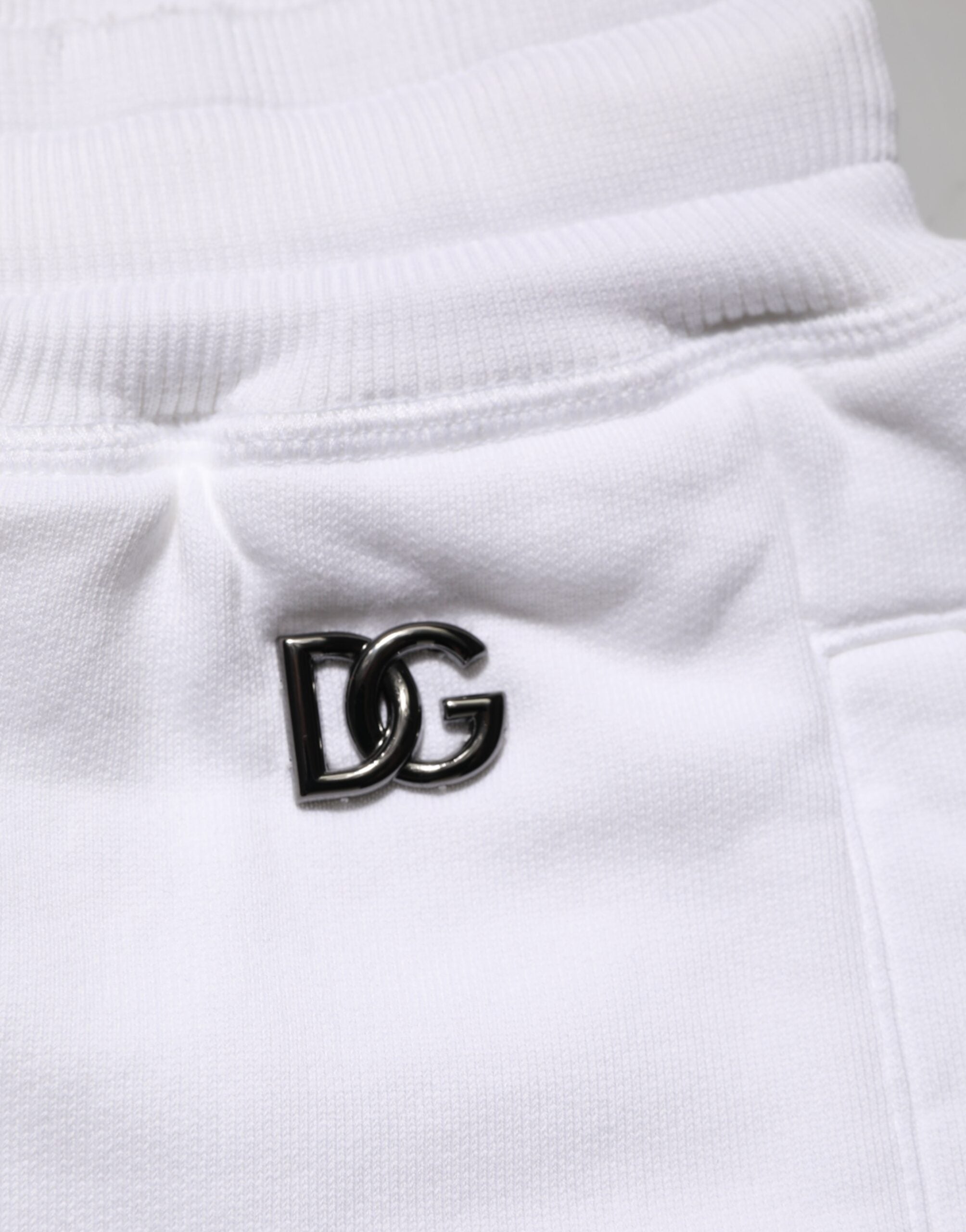 Dolce & Gabbana White Cotton Ripped Bermuda Sweatpants Shorts