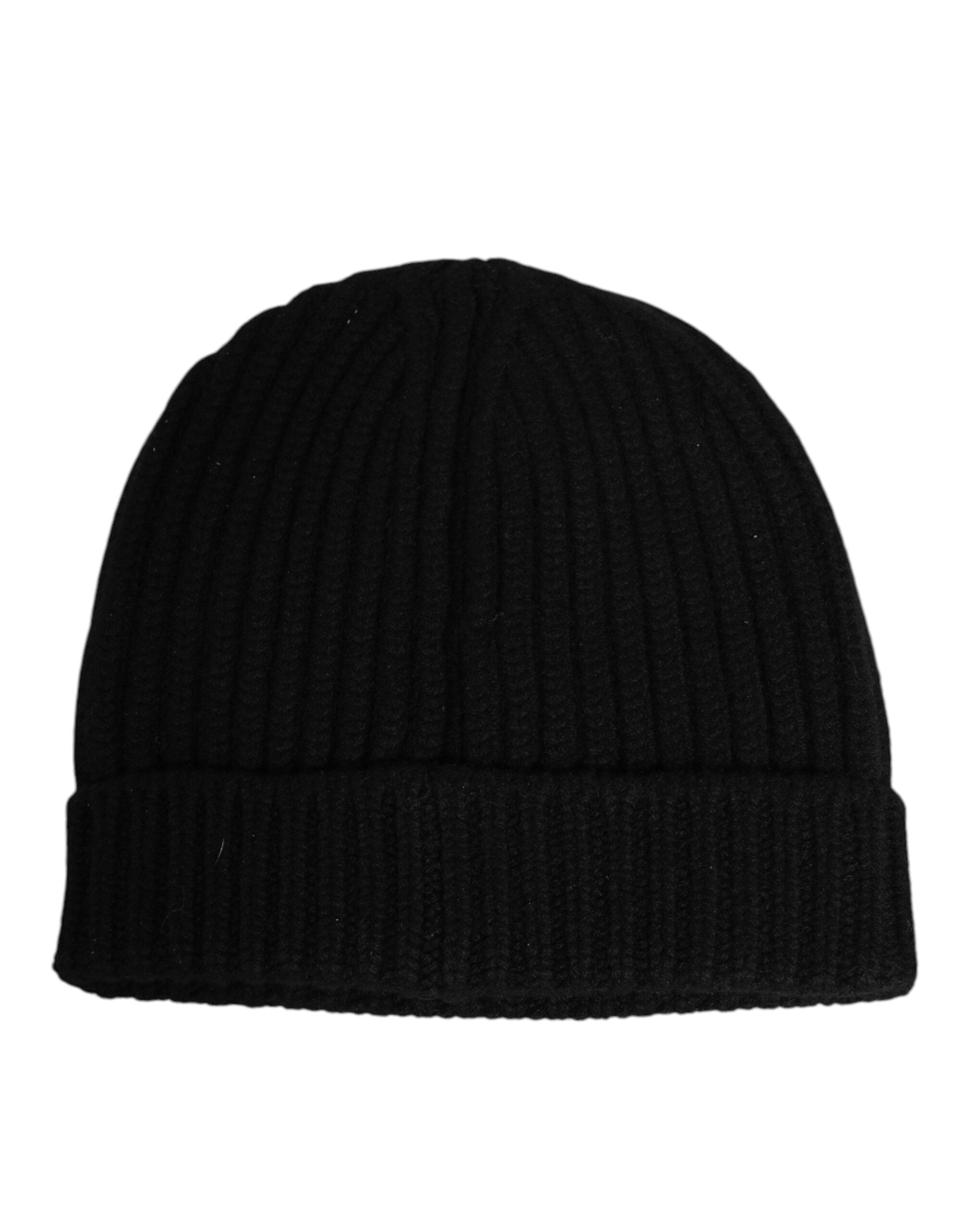 Dolce & Gabbana Black Cashmere Knitted Beanie Capello Men One Size Hat