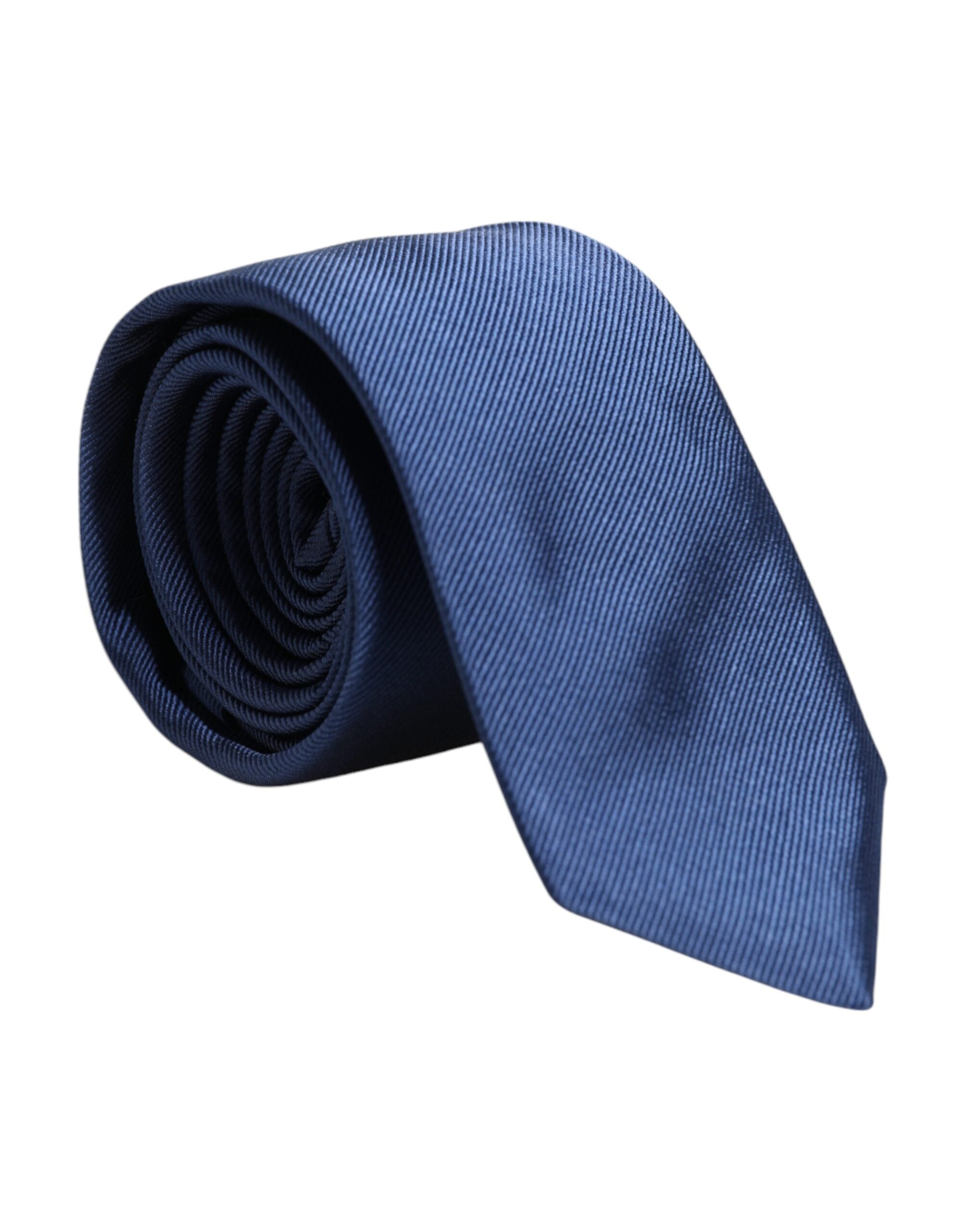 Dolce & Gabbana Men Blue Solid Silk Adjustable Necktie Accessory Tie
