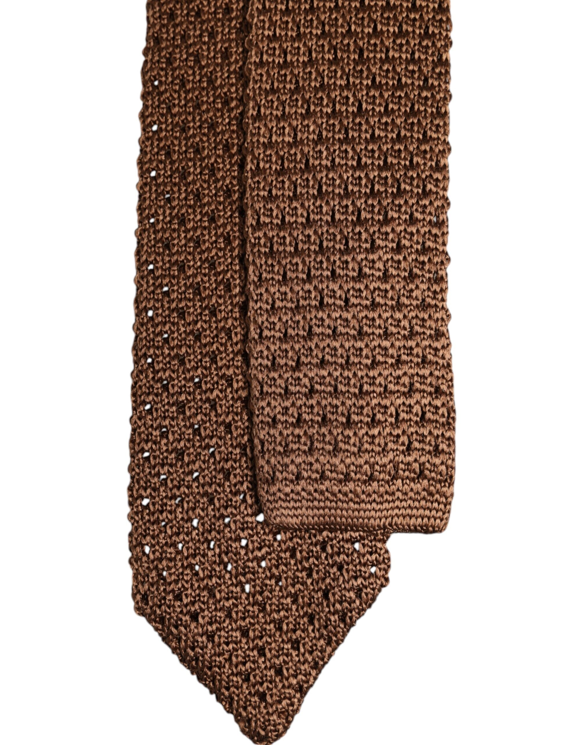 Dolce & Gabbana Brown 100% Silk Adjustable Necktie Men Accessory Tie
