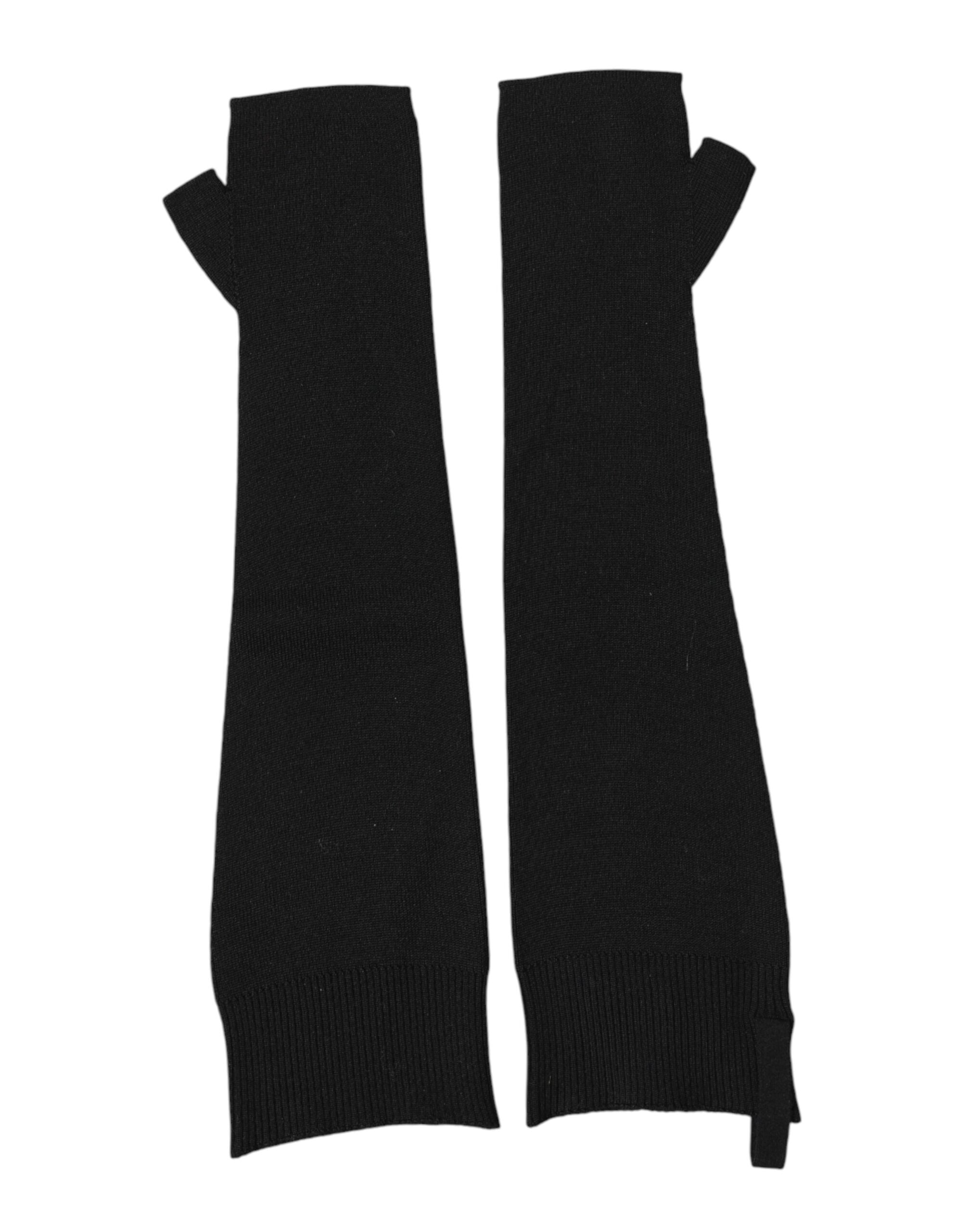 Dolce & Gabbana Schwarze fingerlose Herrenhandschuhe aus Schurwolle