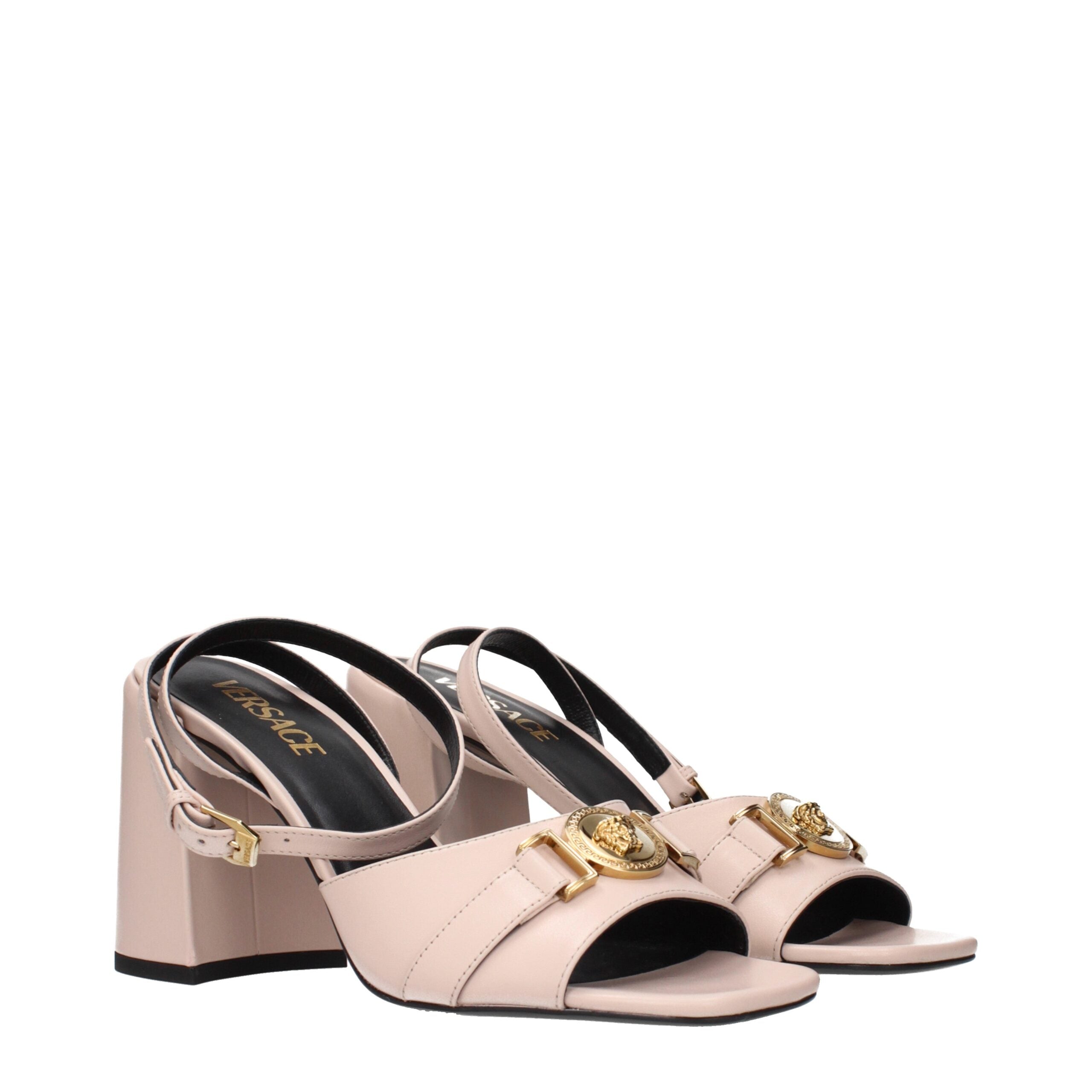 Versace Pink Leather Platform Sandals