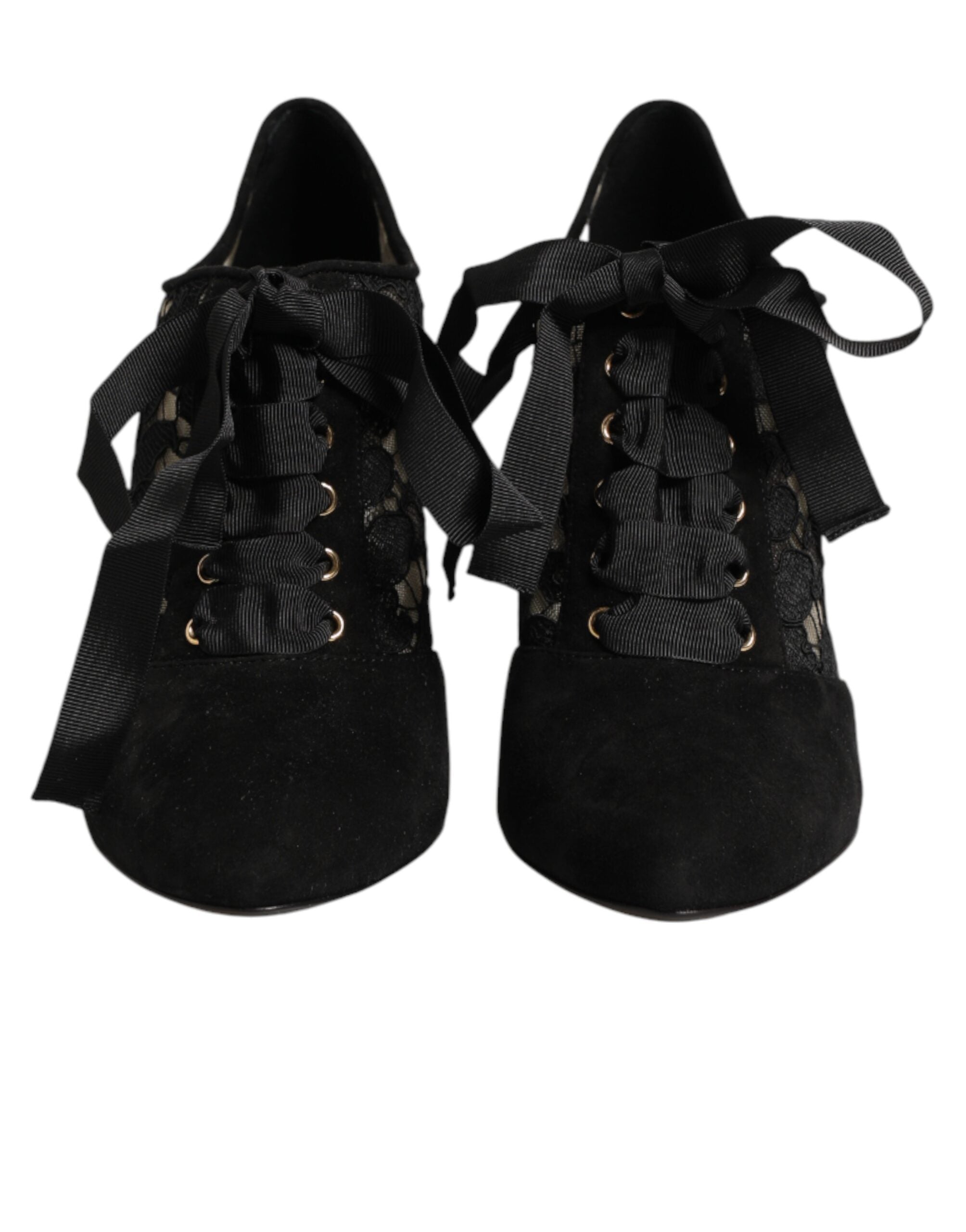 Dolce & Gabbana Schwarze florale High Heels SCHNÜRPUMPS Schuhe