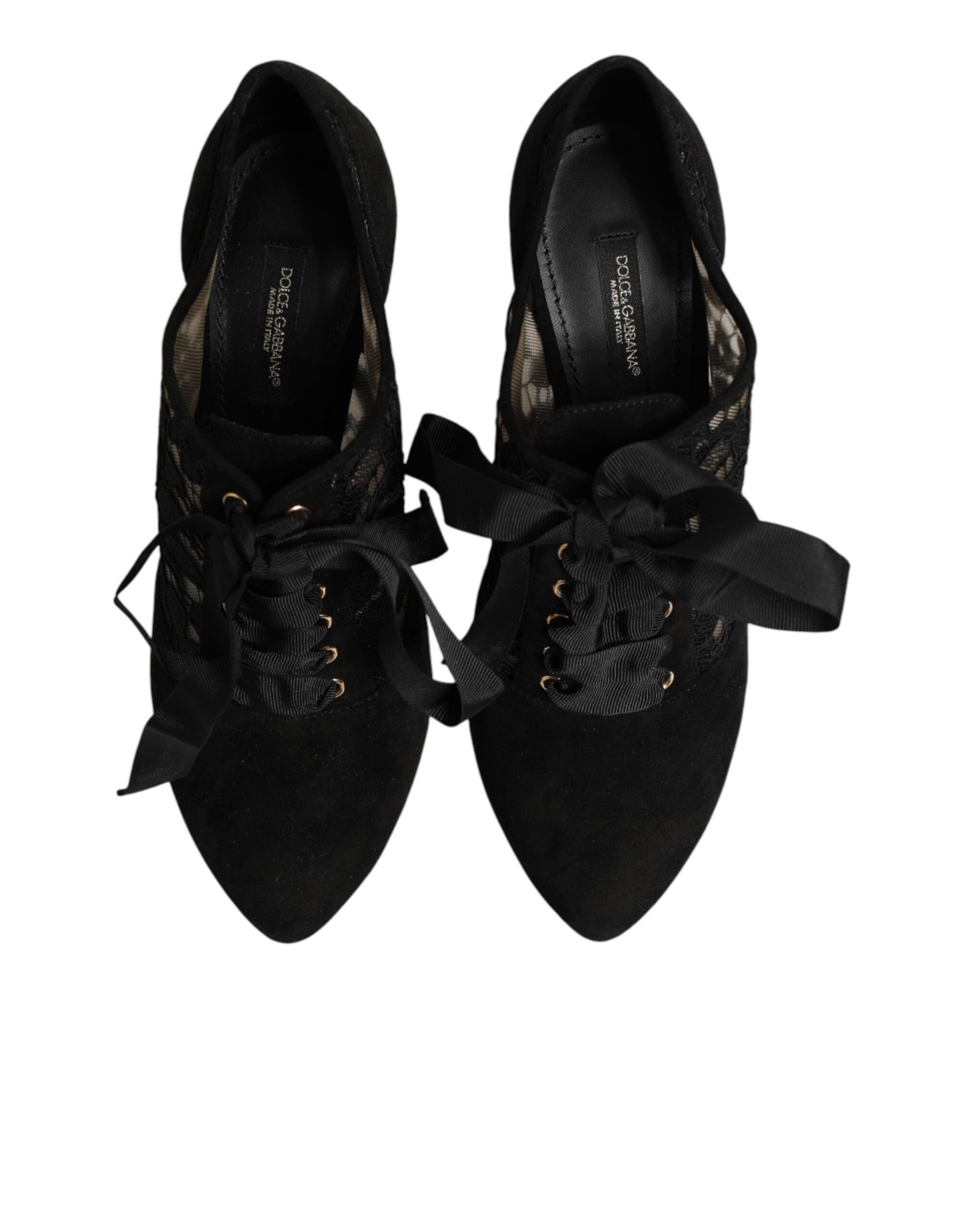 Dolce & Gabbana Schwarze florale High Heels SCHNÜRPUMPS Schuhe
