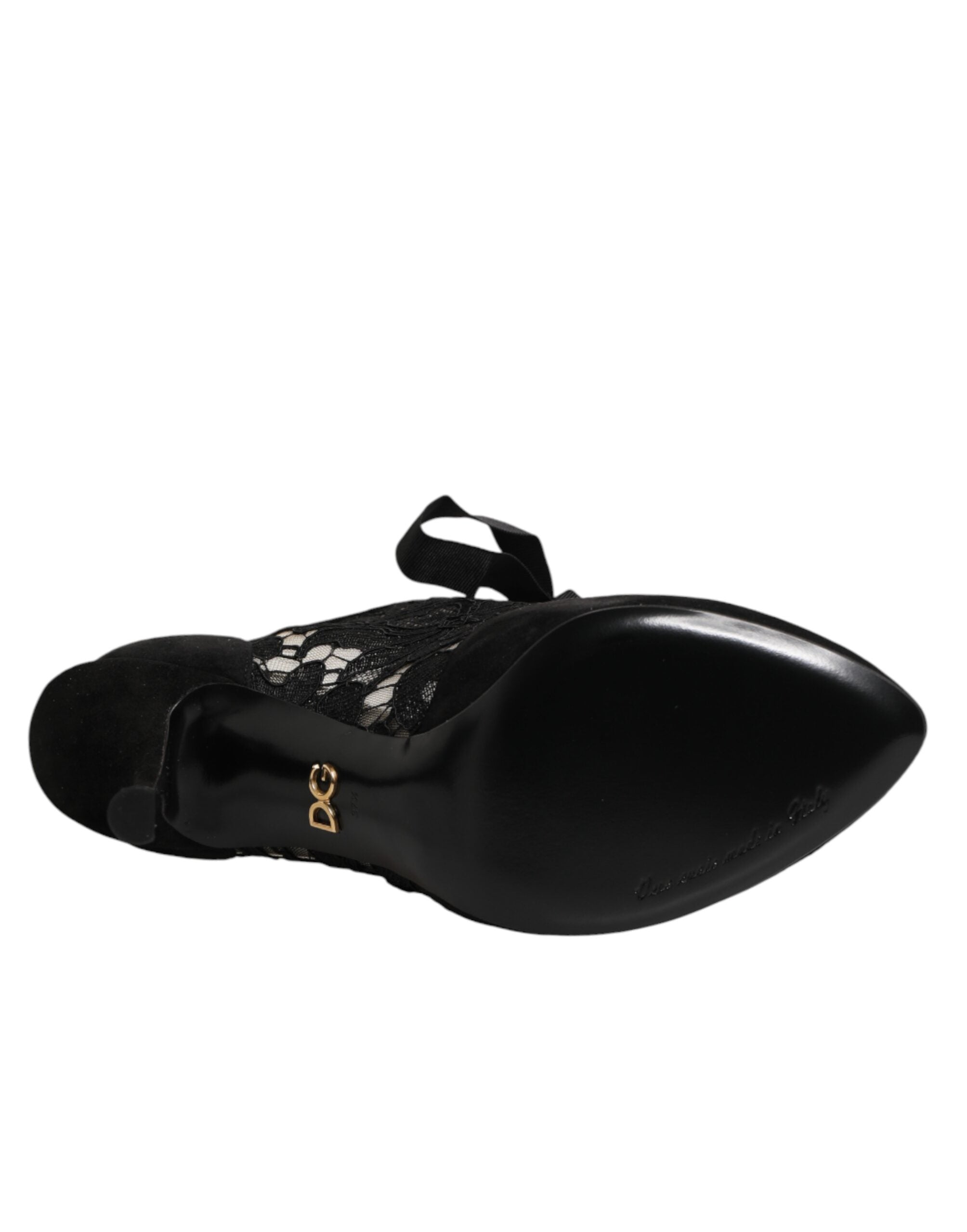 Dolce & Gabbana Schwarze florale High Heels SCHNÜRPUMPS Schuhe