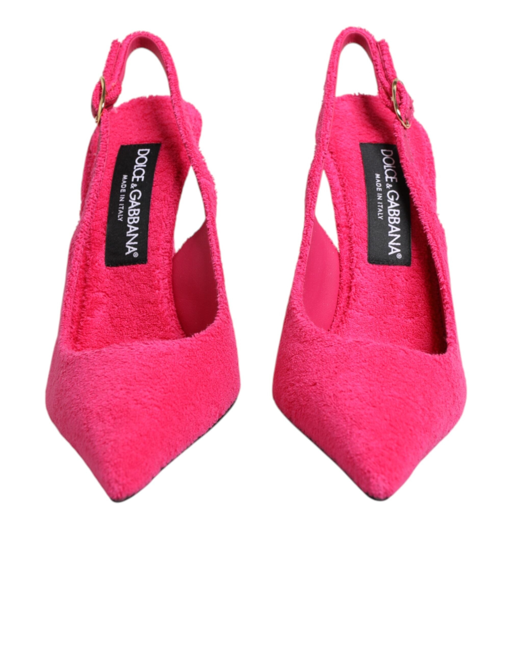 Dolce & Gabbana Pink Frottee High Heels Slingback-Schuhe