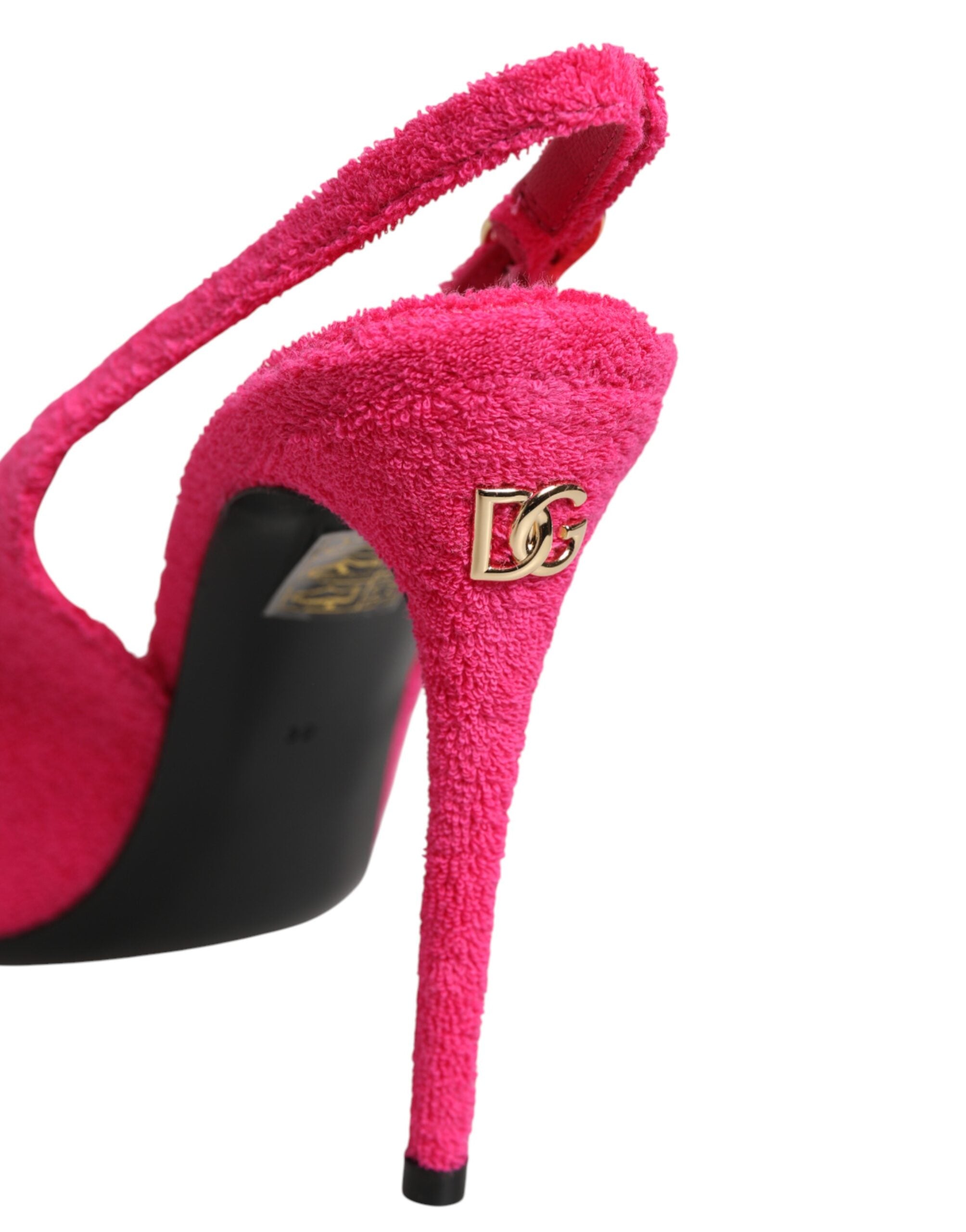 Dolce & Gabbana Pink Frottee High Heels Slingback-Schuhe