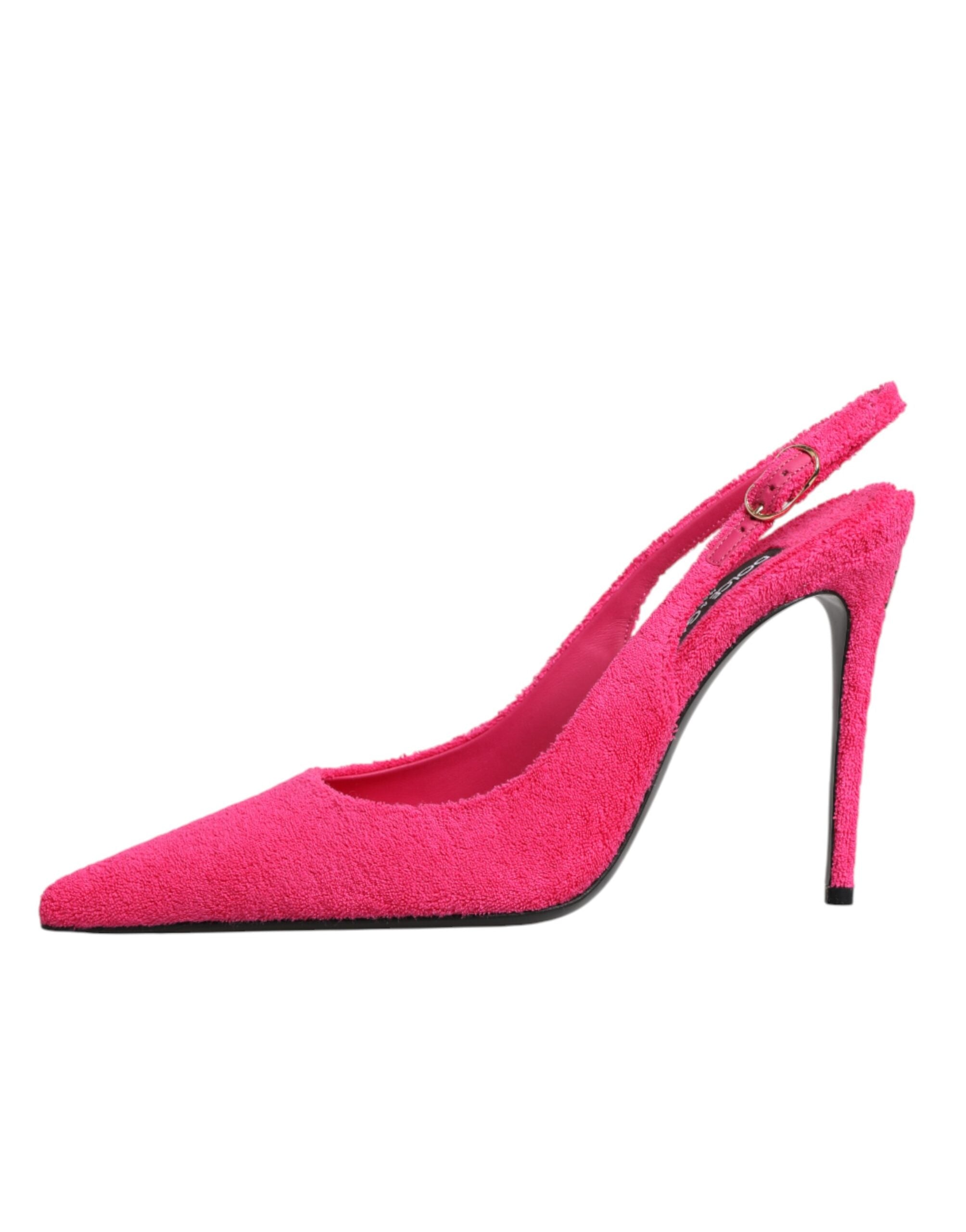 Dolce & Gabbana Pink Frottee High Heels Slingback-Schuhe