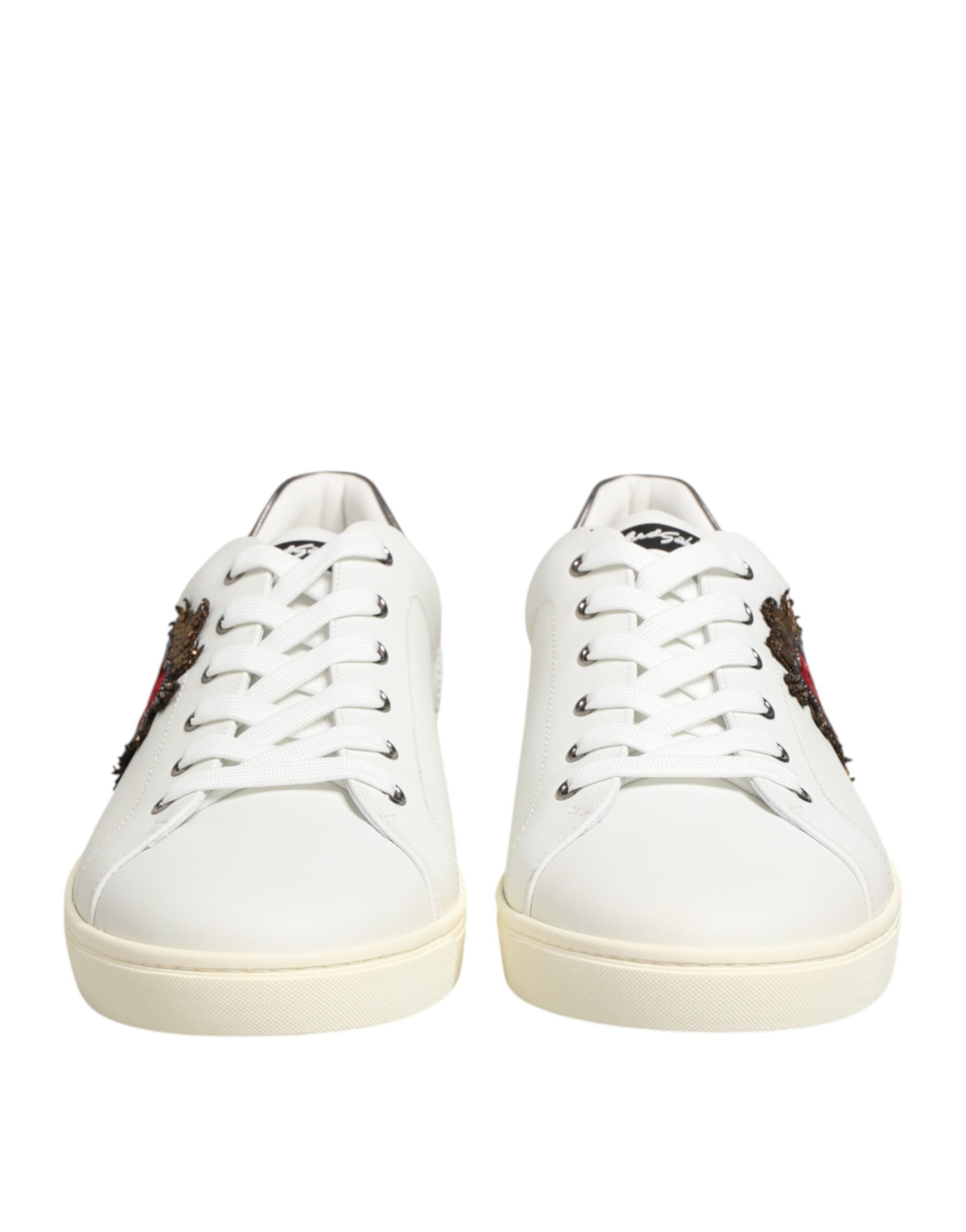 Dolce & Gabbana Weiße Leder-Sneaker mit Herzapplikation