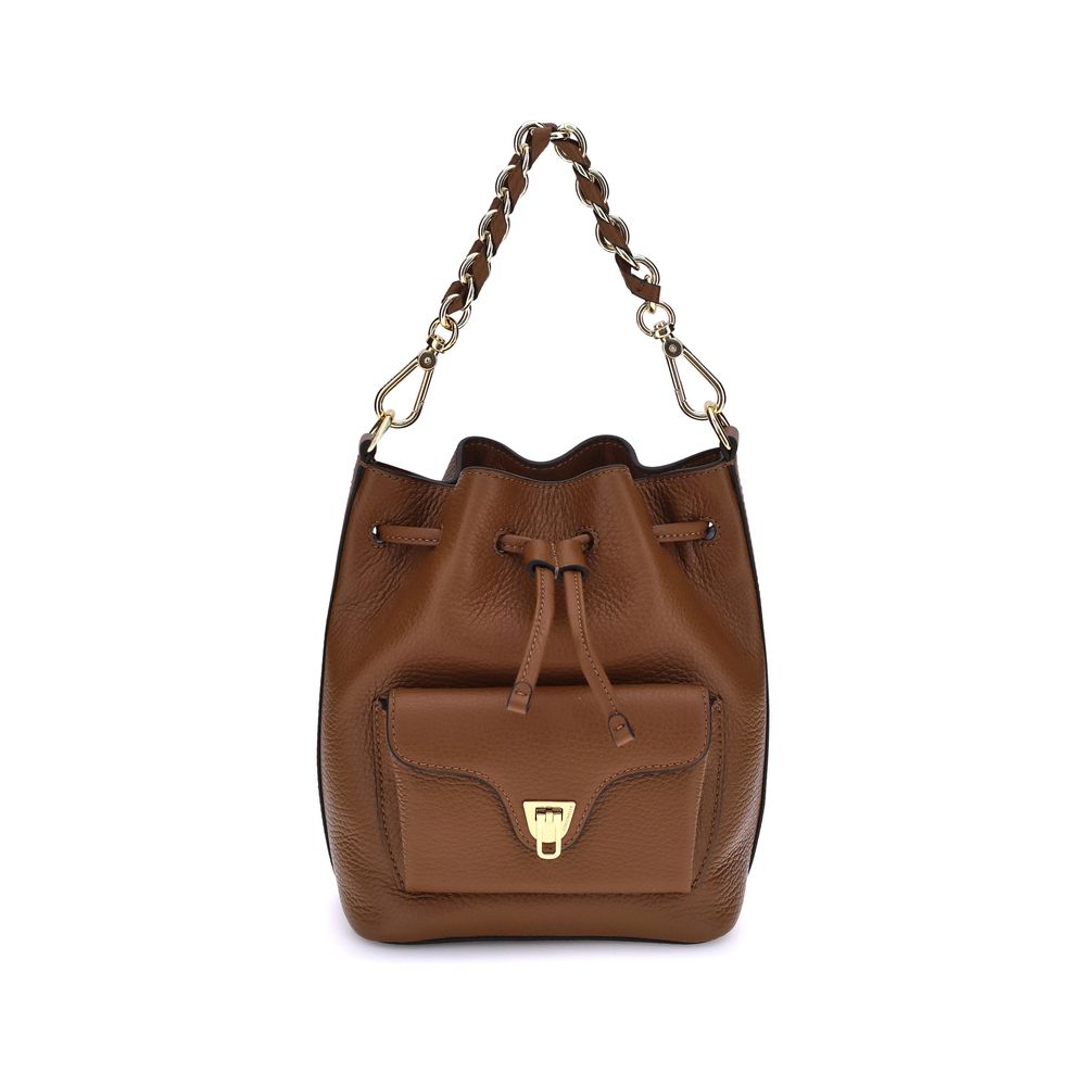 Coccinelle Brown Calf Leather Bos Taurus Backet Bag
