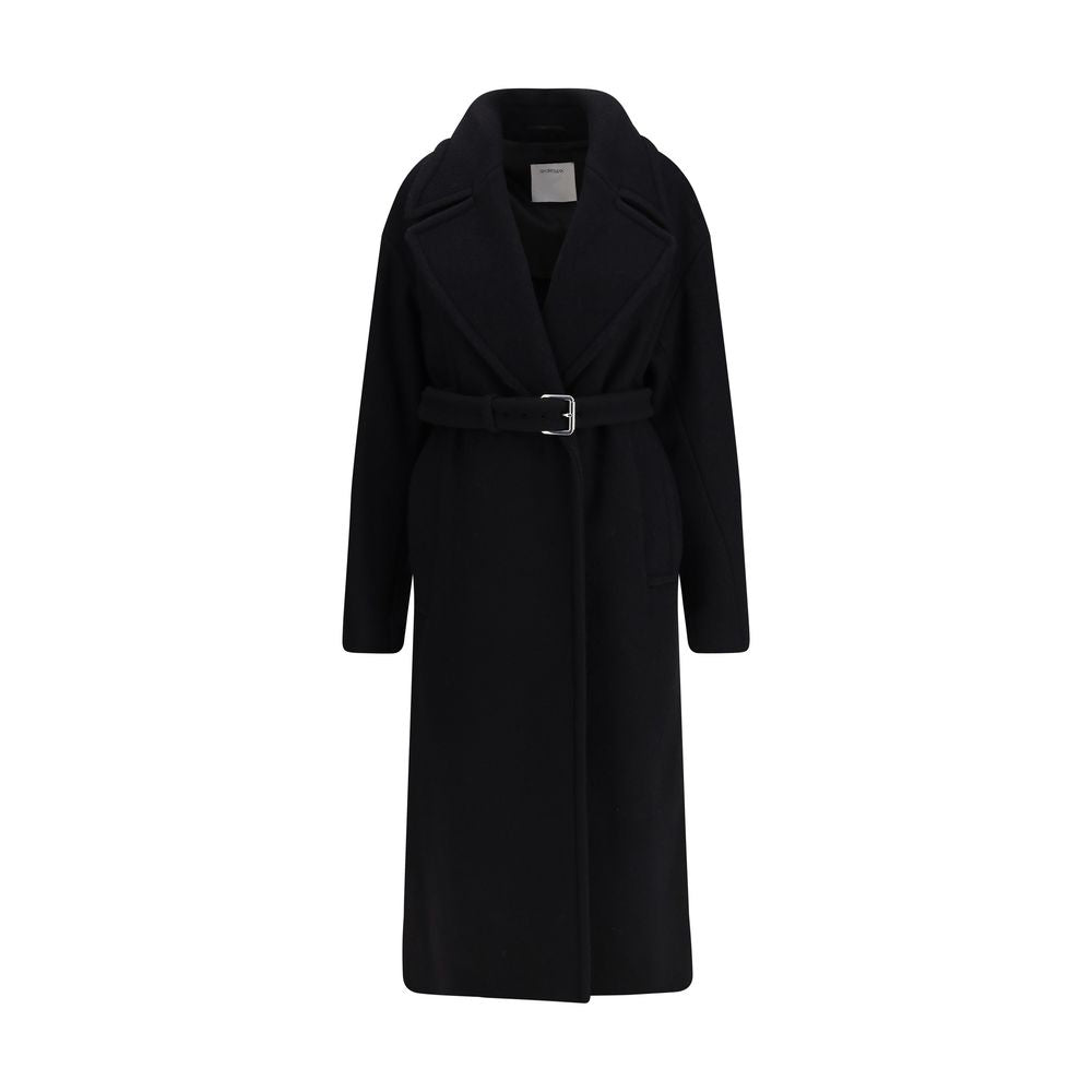 Max Mara Black Fleece Wool Coat