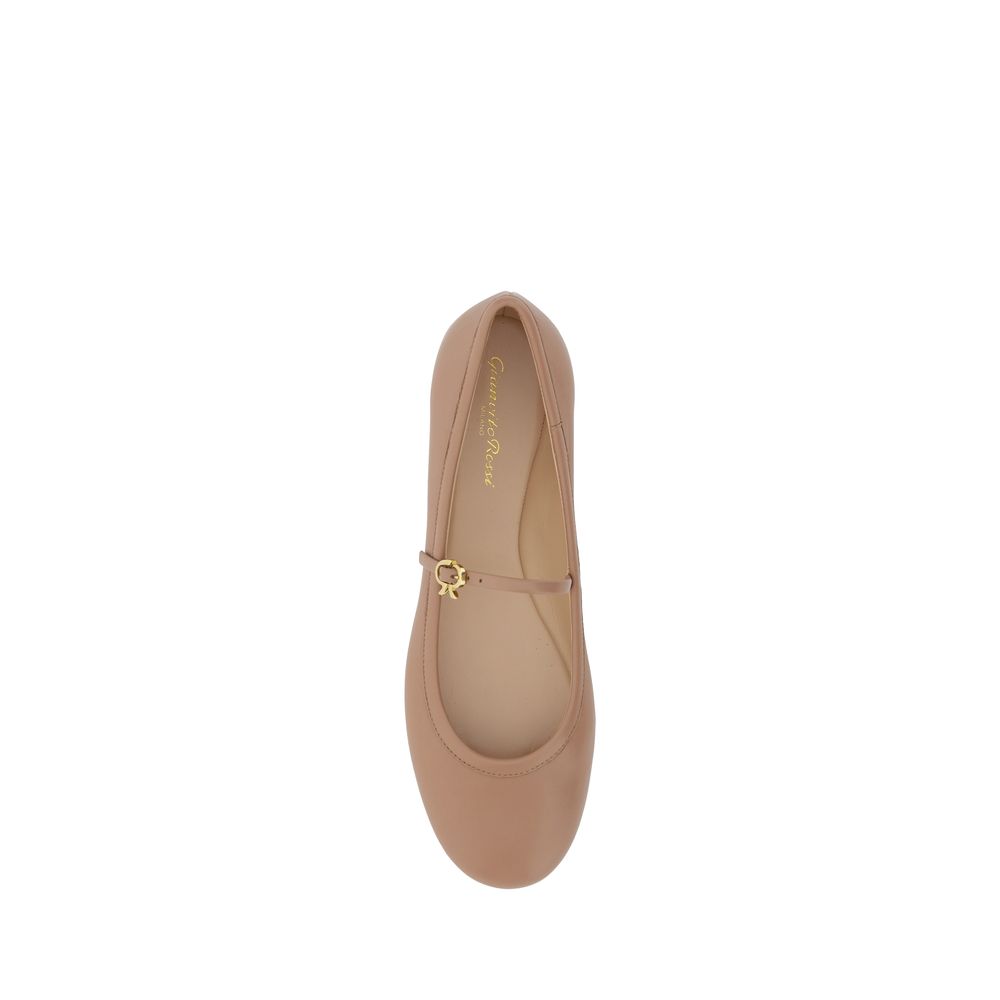 Gianvito Rossi Beige Calf Leather Bos Taurus Ballet Flats