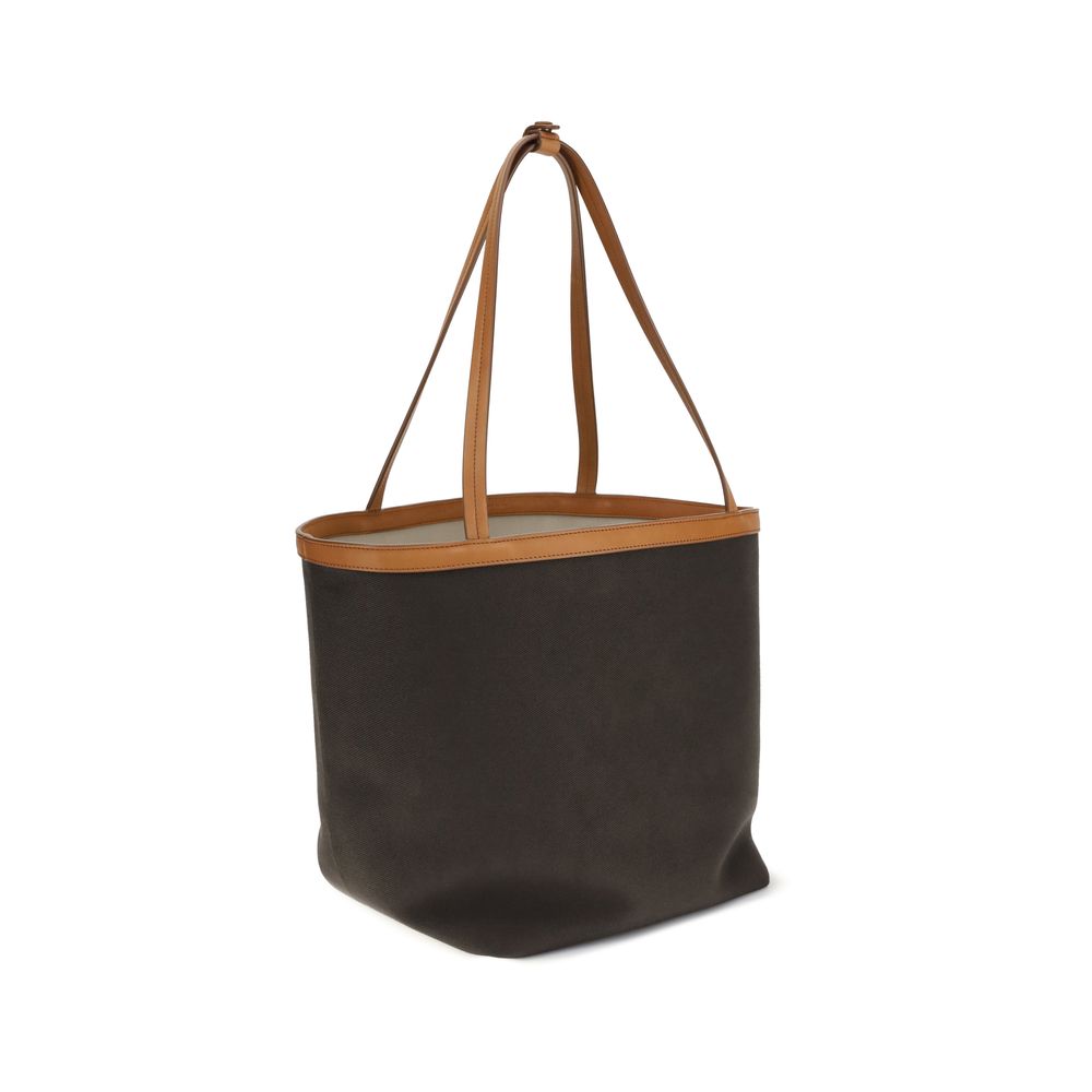 The Row Brown Cotton Shoulder Bag