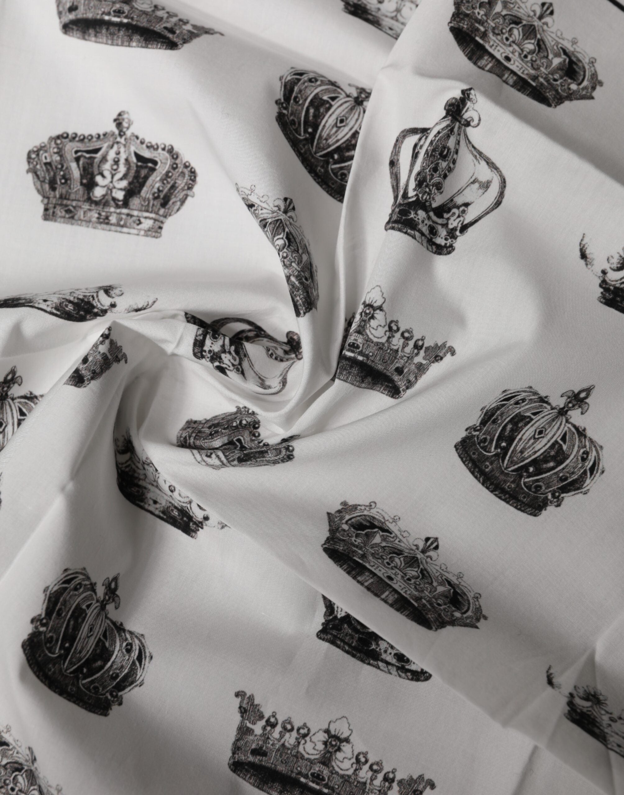 Dolce & Gabbana White Crown Cotton Square Foulard Scarf