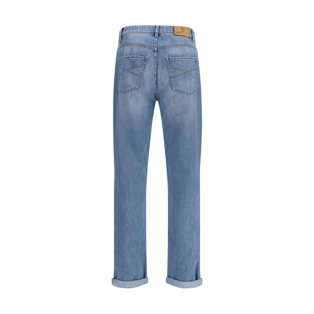 Brunello Cucinelli Blue Cotton Straight-Leg Jeans