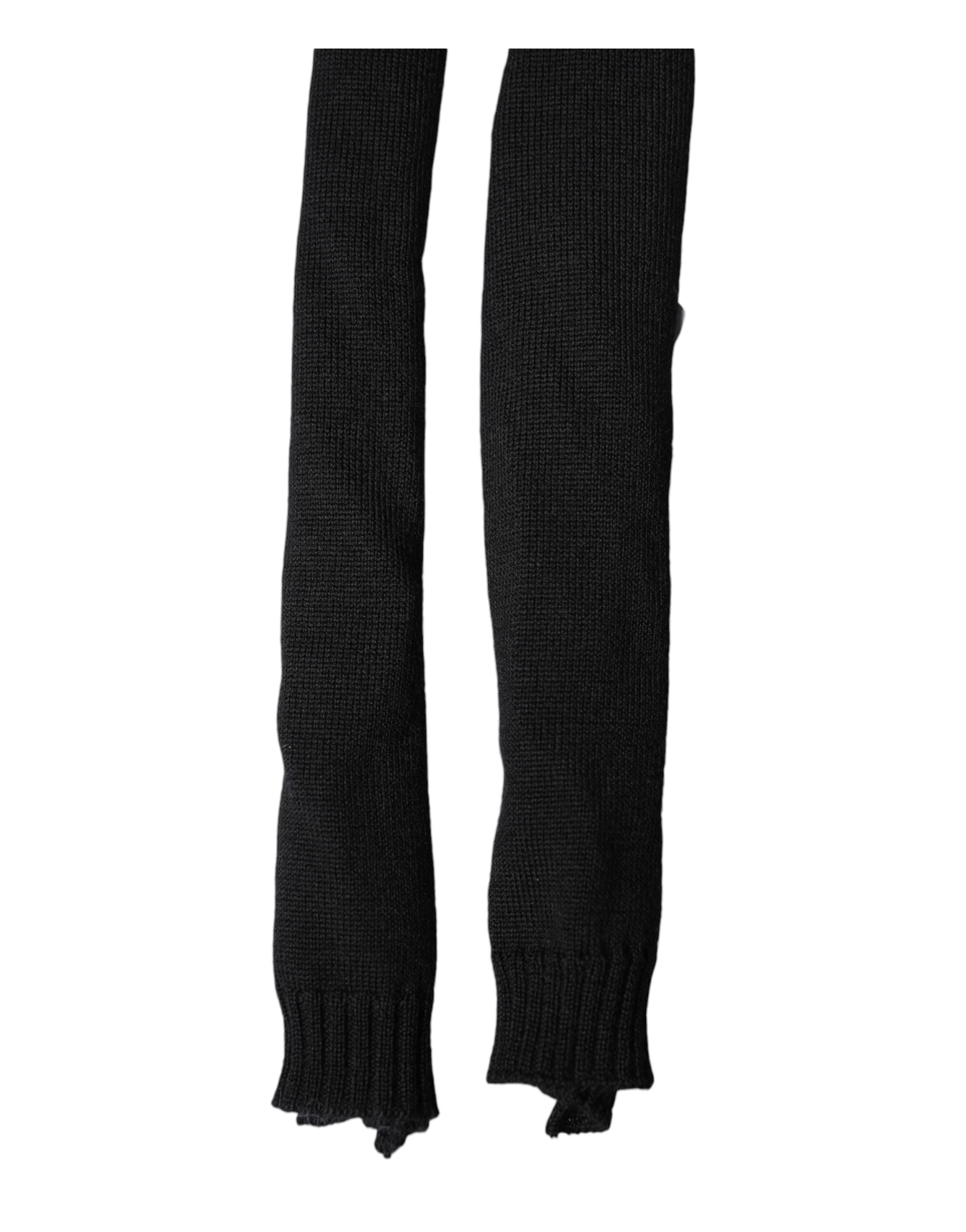 Dolce & Gabbana Black Wool Knitted Neck Wrap Shawl Men Scarf