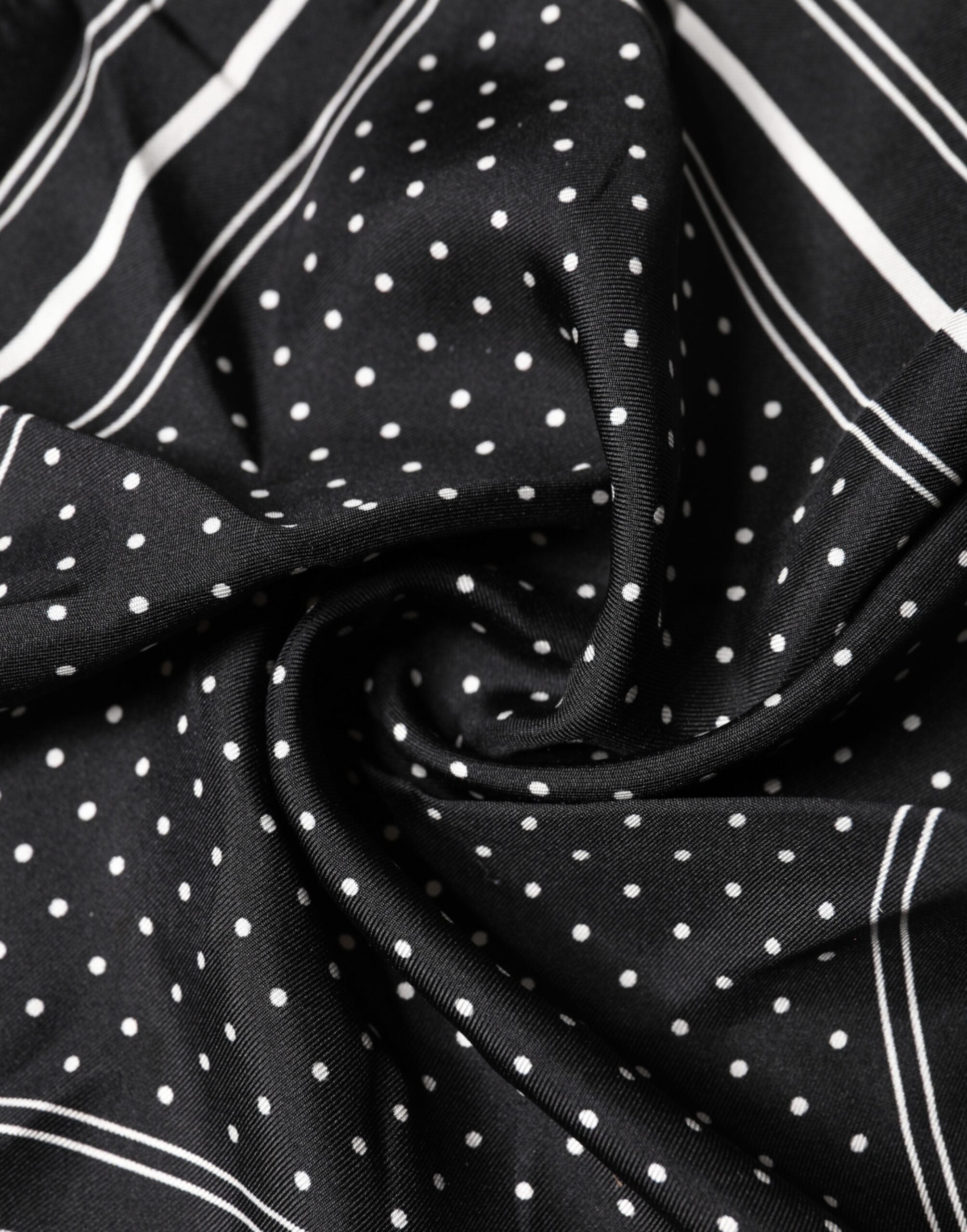 Dolce & Gabbana Scarf Black Poka Dot Men Square Handkerchief
