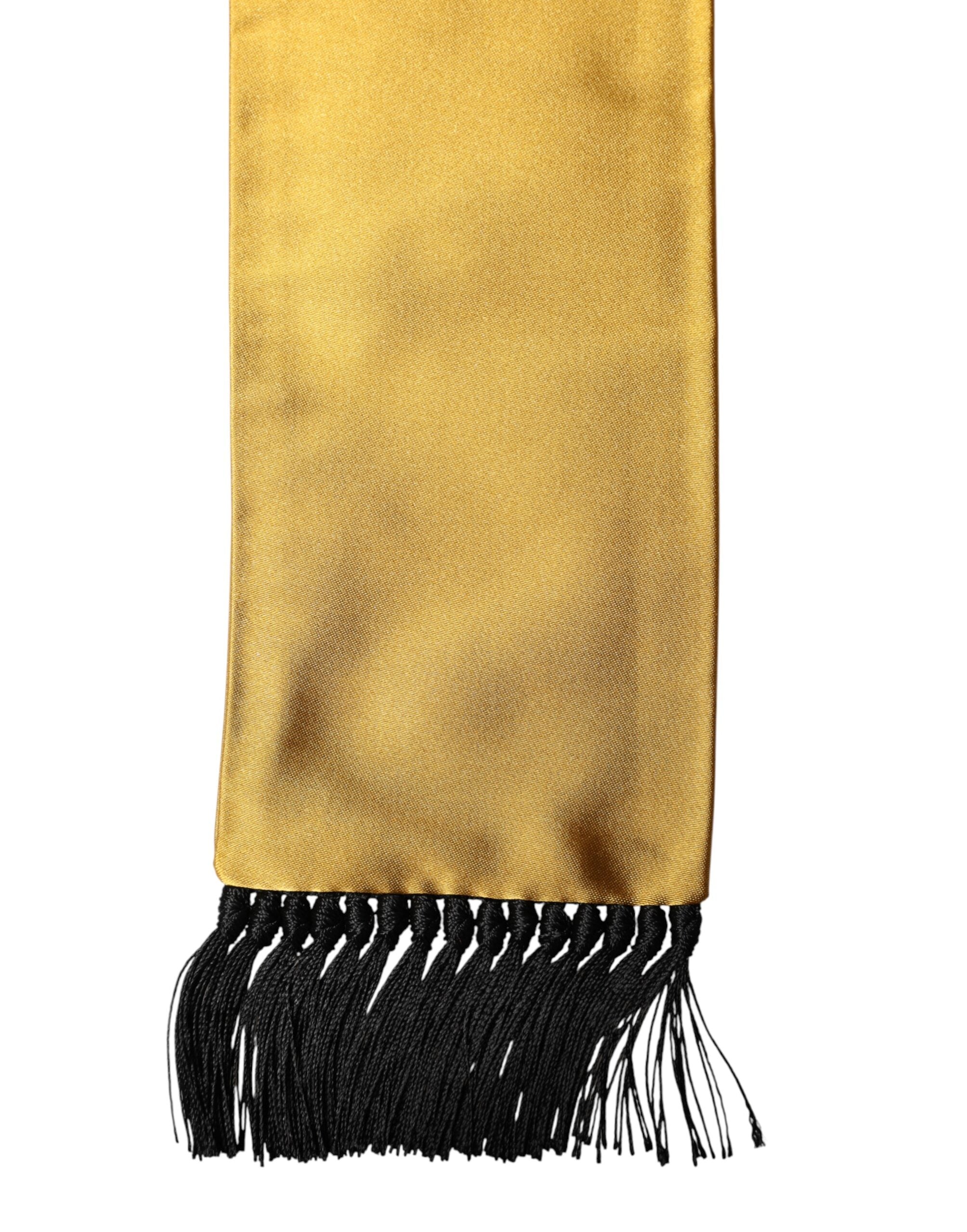 Dolce & Gabbana Yellow Silk Fringes Neck Wrap Foulard Scarf