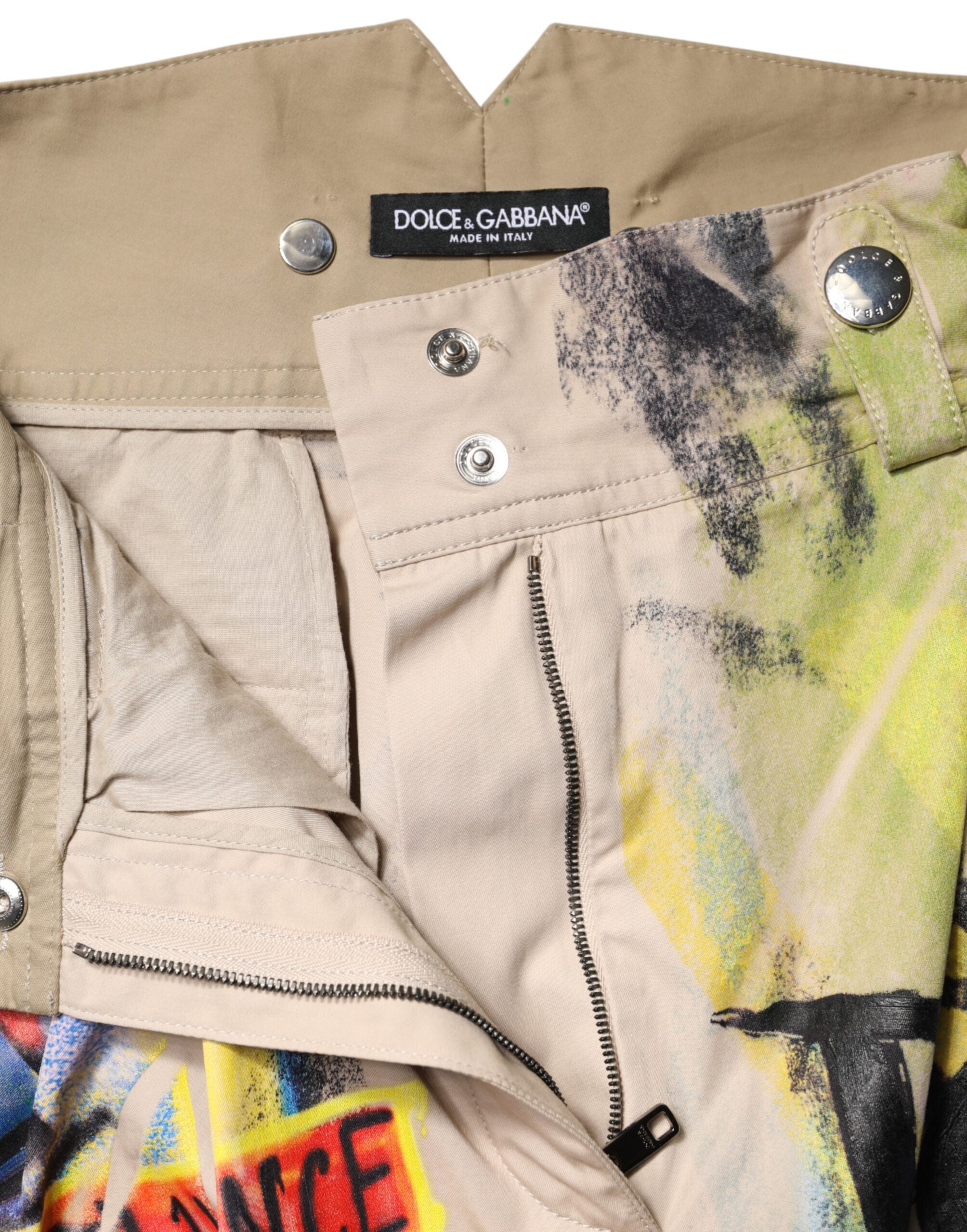 Short Bermuda Taille Haute Imprimé Graffiti Multicolore Dolce & Gabbana