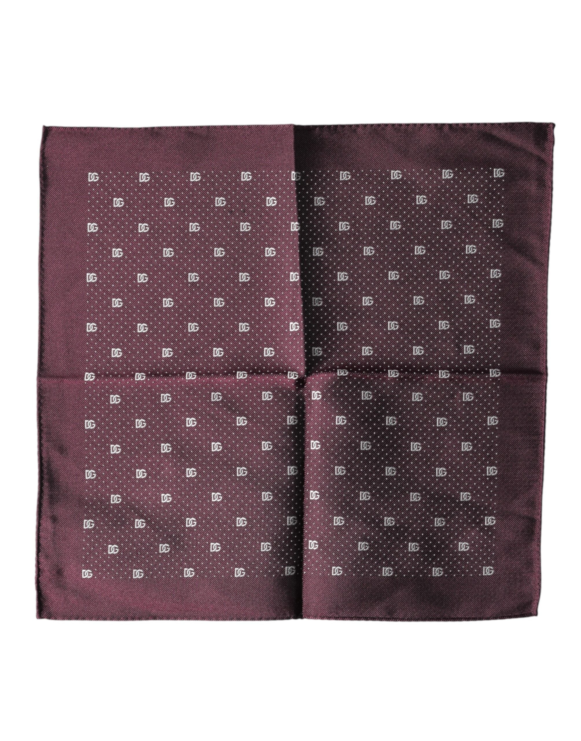 Dolce & Gabbana Maroon Logo Silk Square Handkerchief Scarf