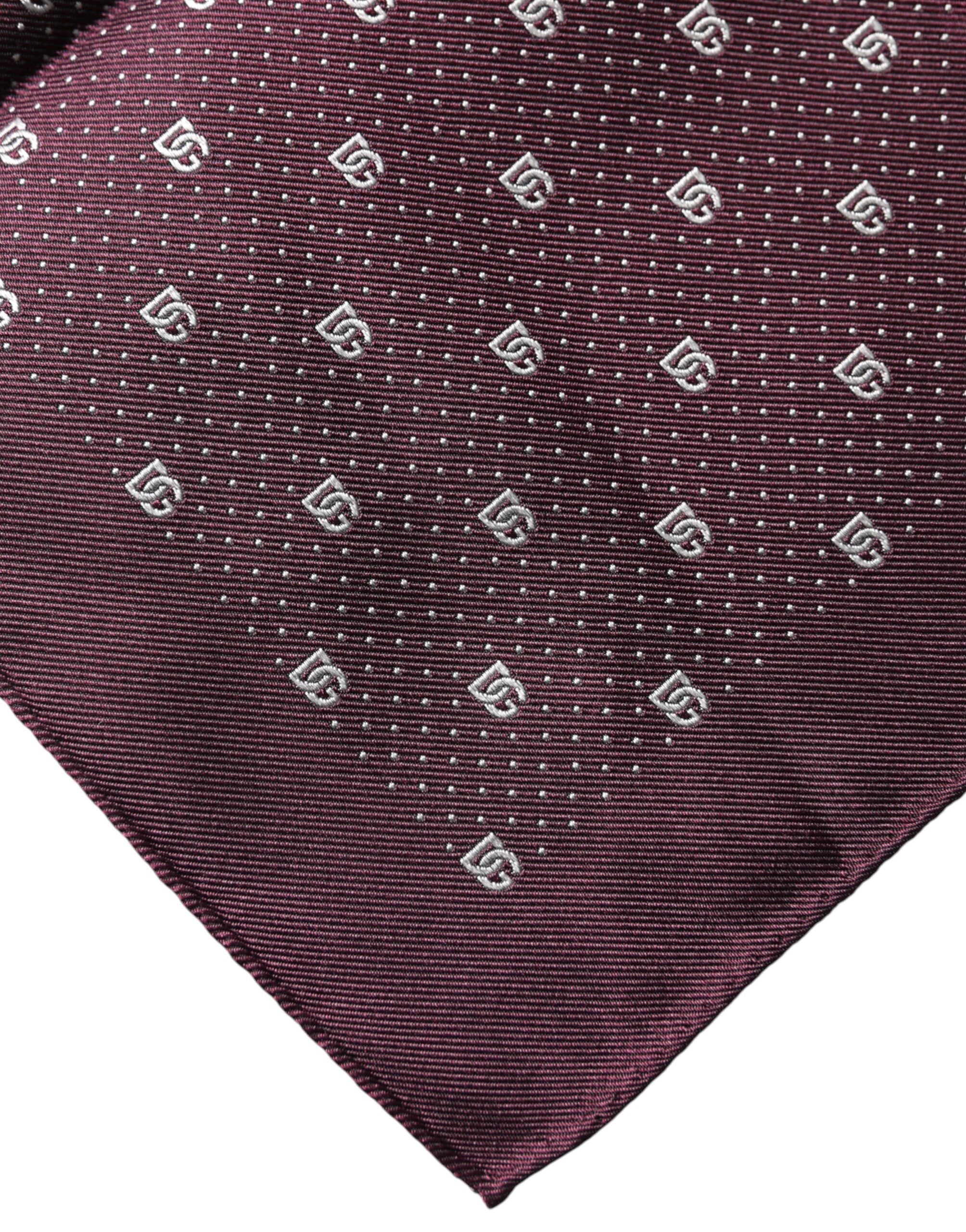Dolce & Gabbana Maroon Logo Silk Square Handkerchief Scarf
