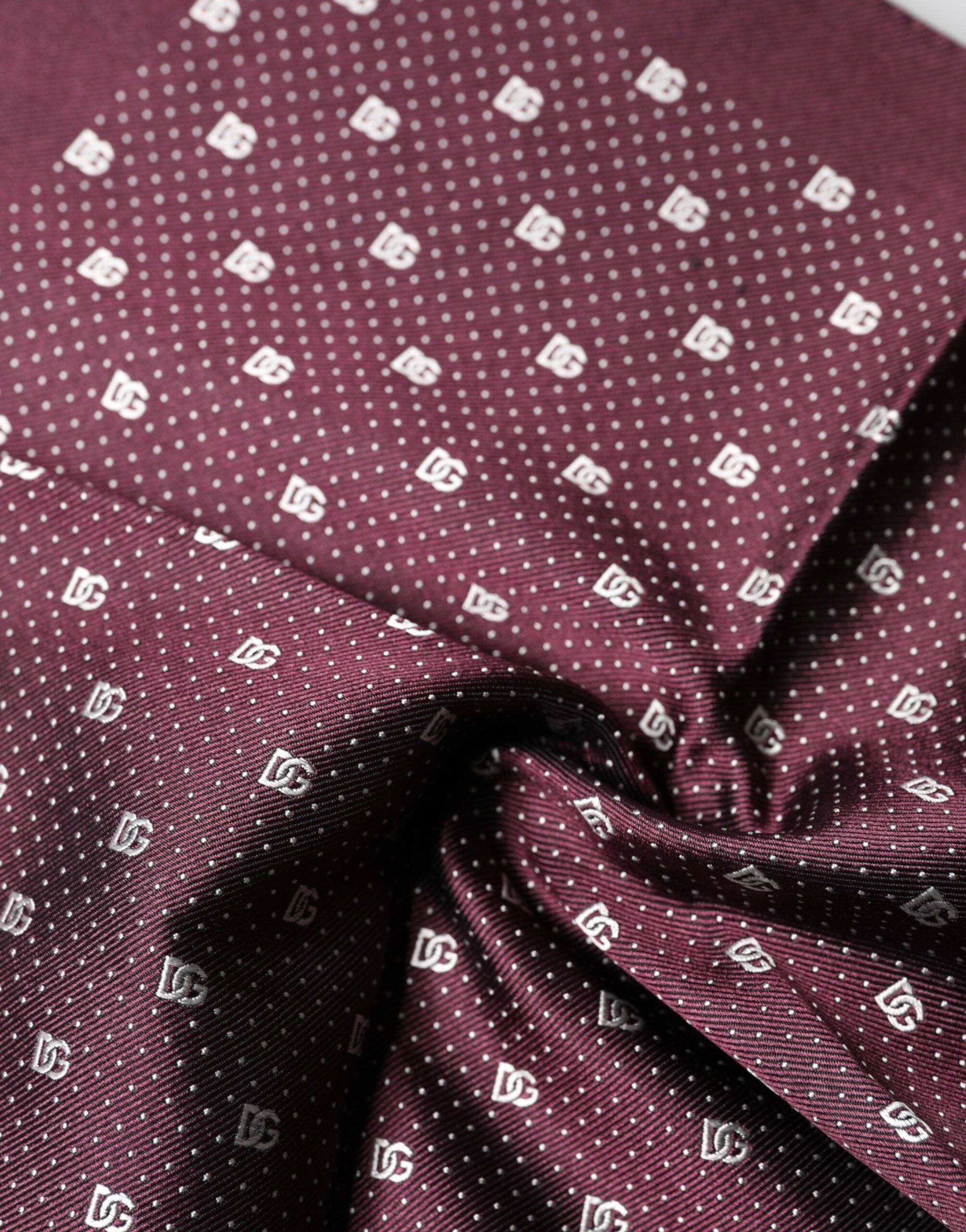 Dolce & Gabbana Maroon Logo Silk Square Handkerchief Scarf