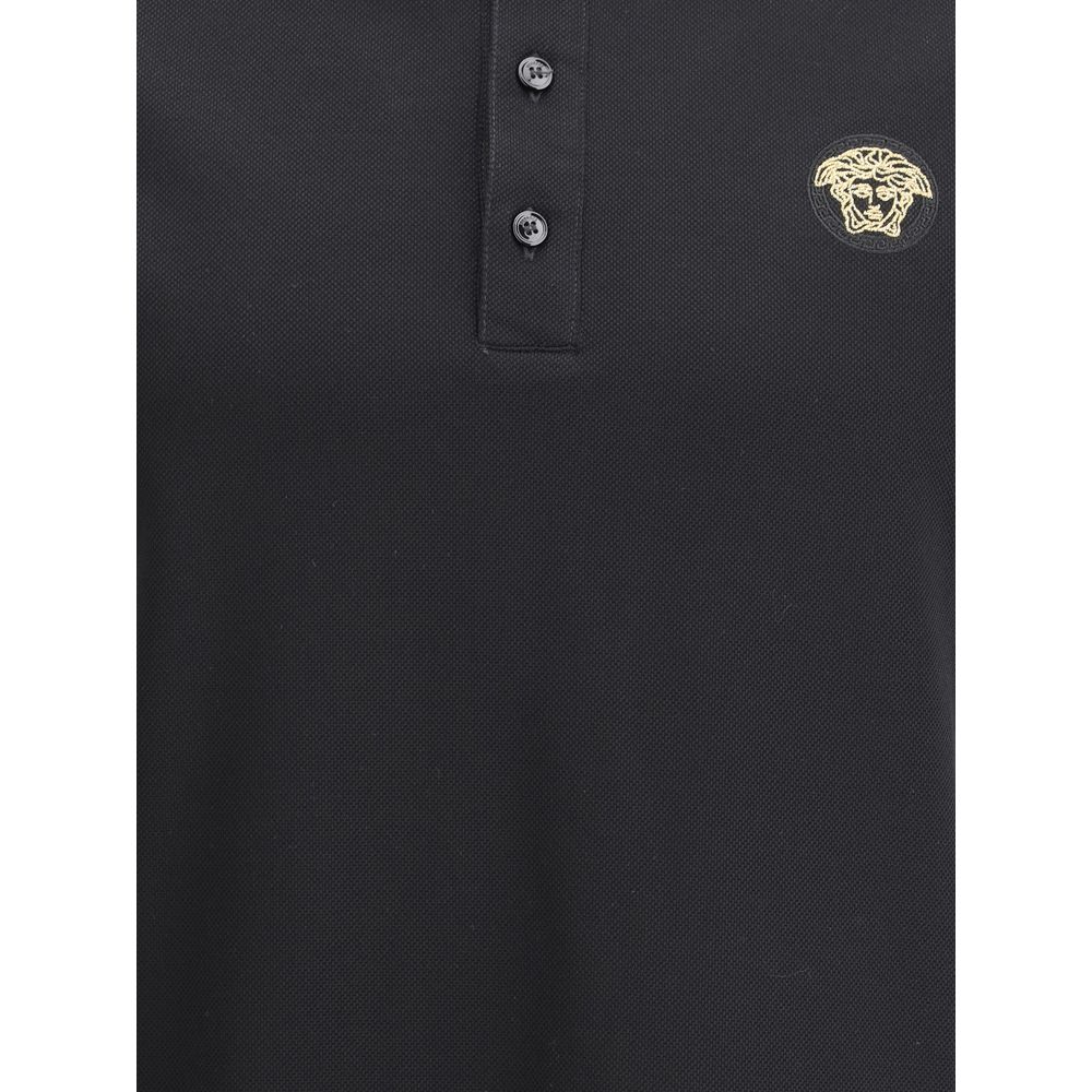 Versace Black Cotton Polo Shirt