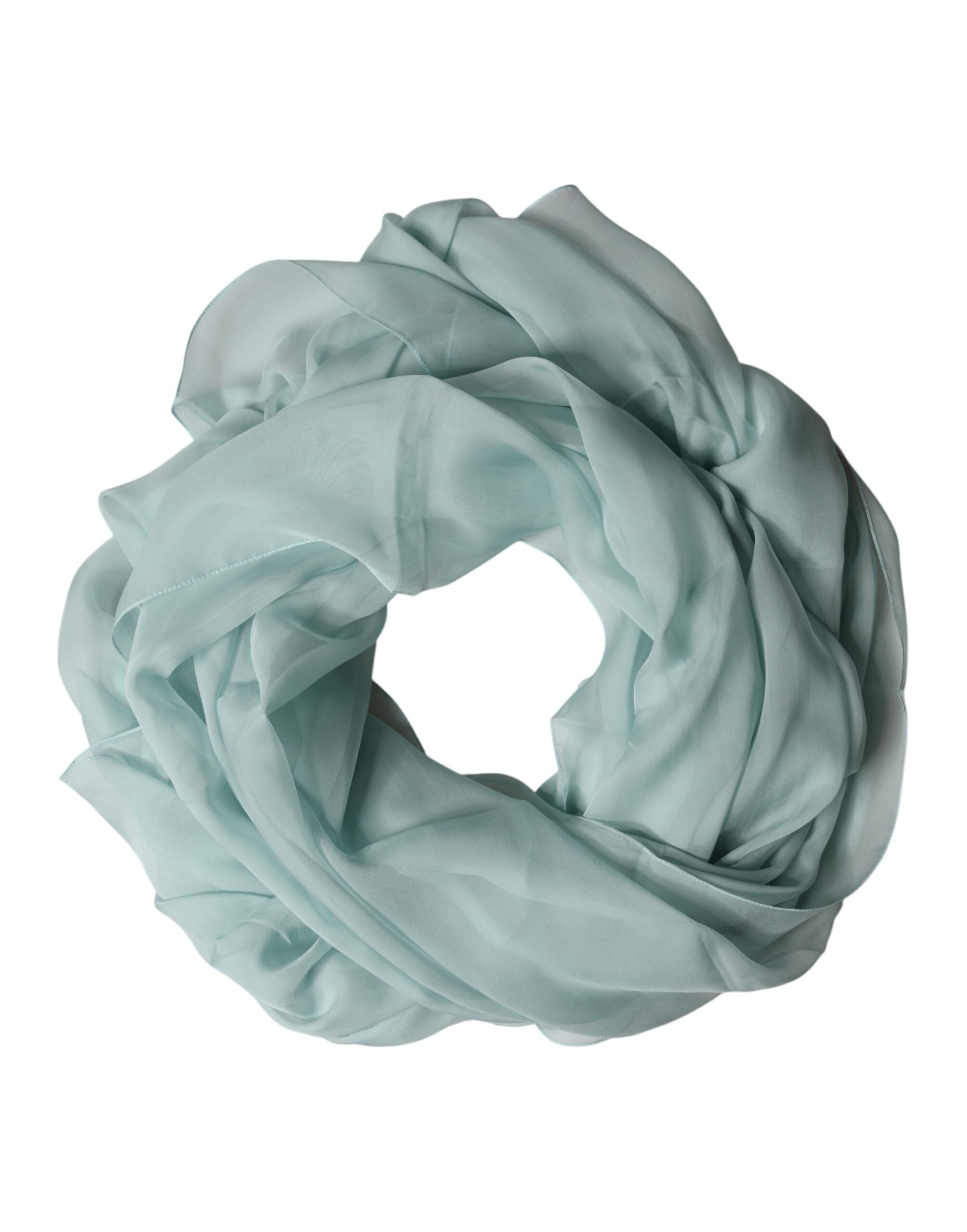 Dolce & Gabbana Light Teal Silk Stole Neck Wrap Shawl Scarf