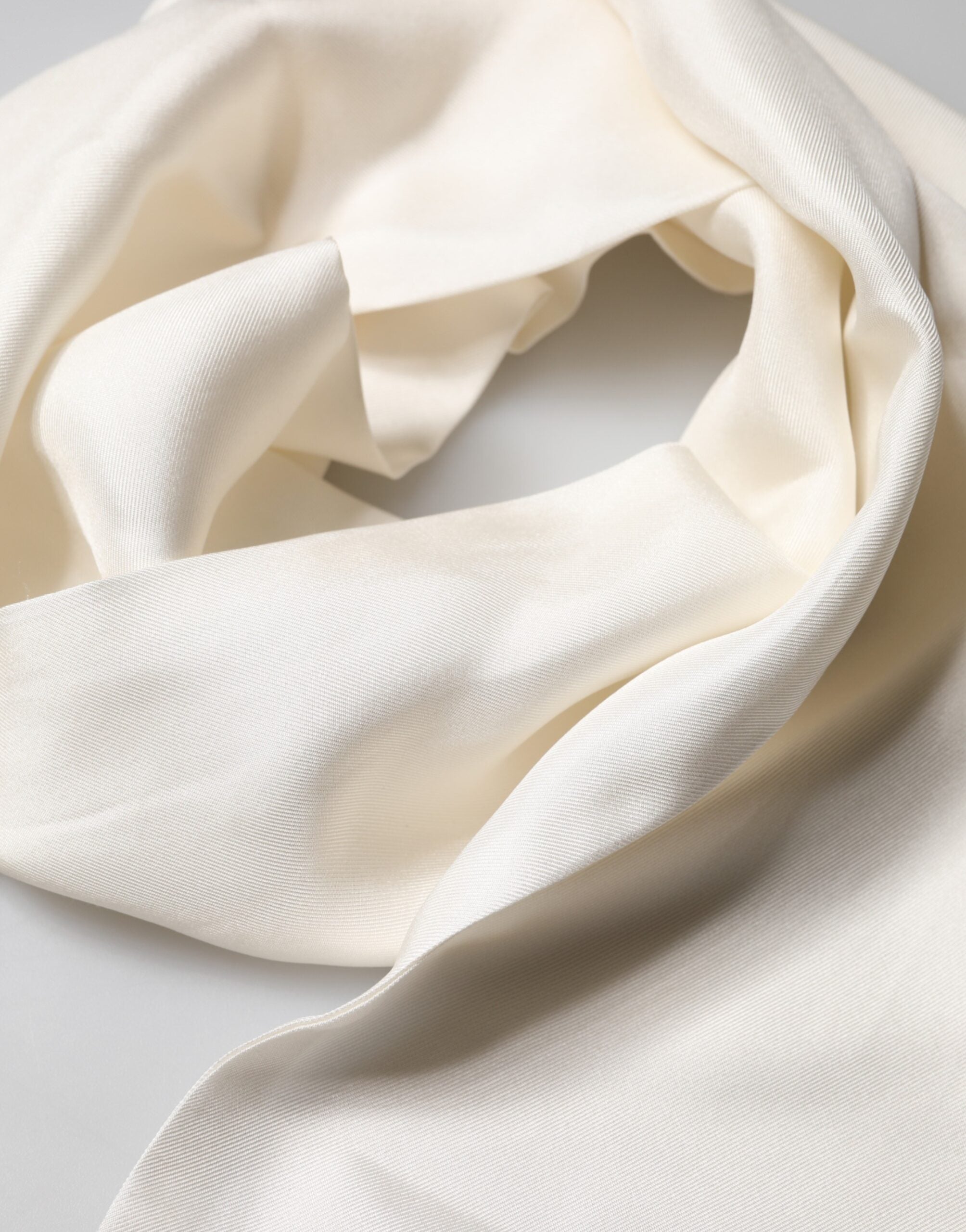 Dolce & Gabbana White Satin Silk Fringes Neck Foulard Scarf