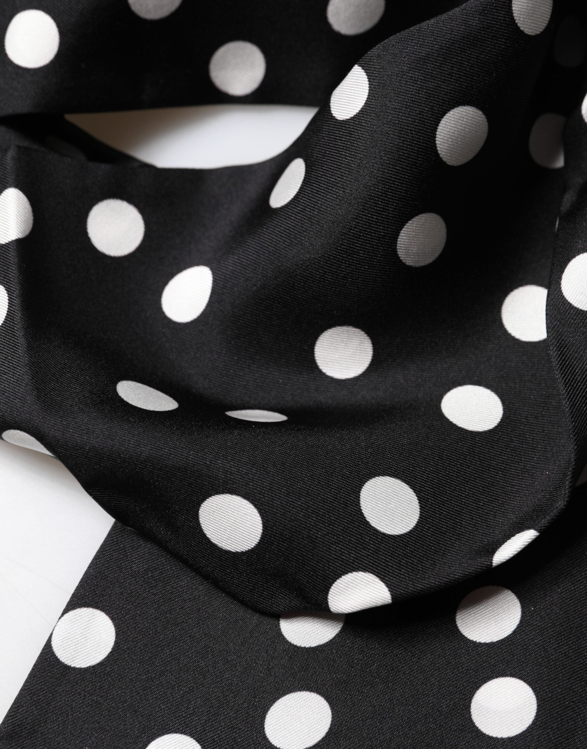 Dolce & Gabbana Scarf Black Polka Dot Silk Neck Wrap Foulard