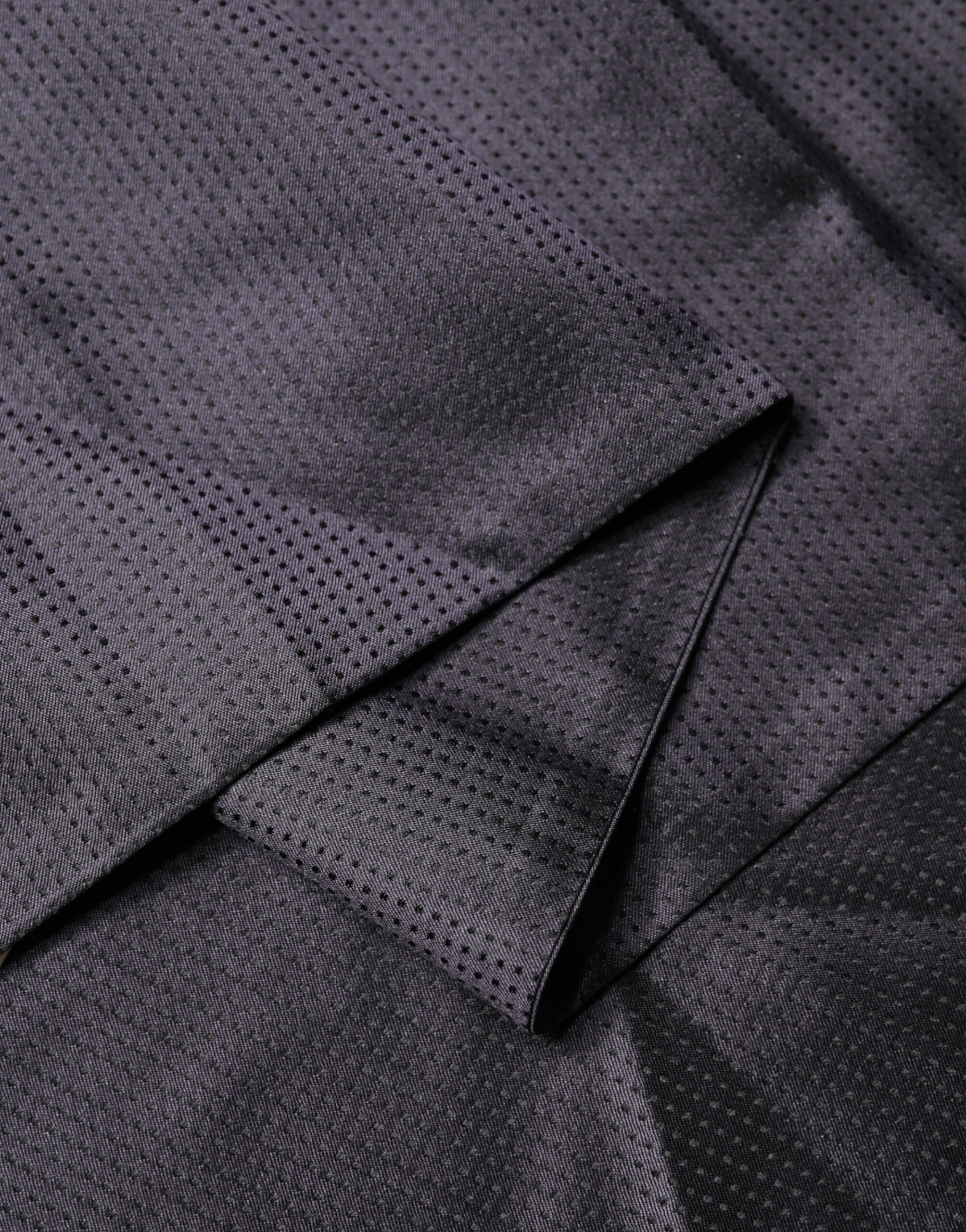 Dolce & Gabbana Schwarzer Satin Seide Fransen Hals Foulard Schal